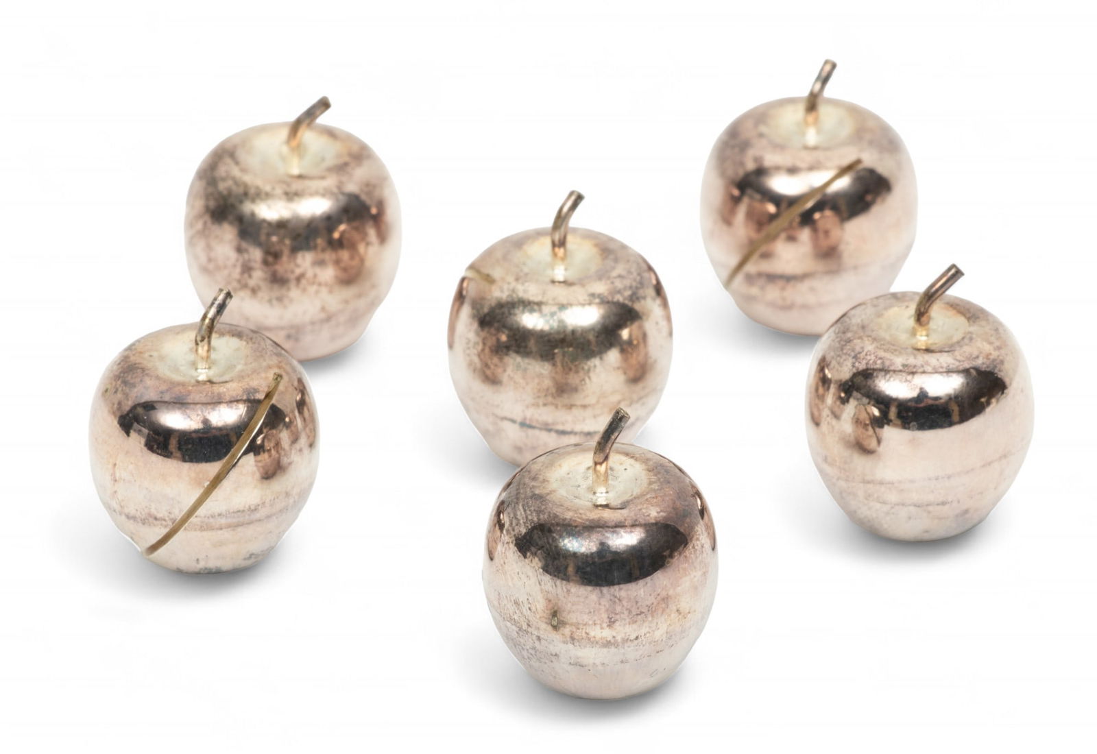 Reed & Barton (American) Apple Form Silver Plate Place Card Holders, H 0.75" Dia. 0.5" 6 pcs (1 of 4)