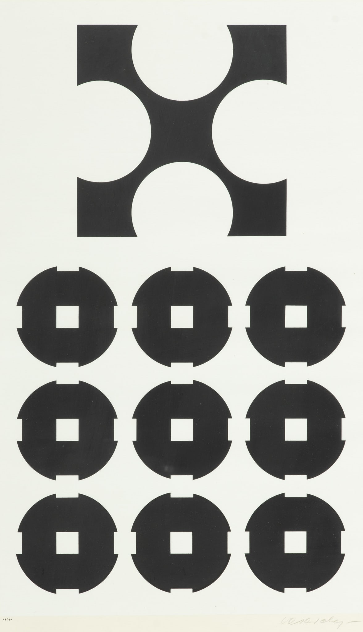 Victor Vasarely (French/Hungarian, 1906-1997) Silkscreen on Wove Paper, Ca. 1950-60, "Procion", H: Victor Vasarely (French/Hungarian, 1906-1997) Silkscreen on Wove Paper, Ca. 1950-60, "Procion", H 21.25" W 12.5" | Procion from the porfolio Cinétique III. Pencil signed in the lower right. Editi