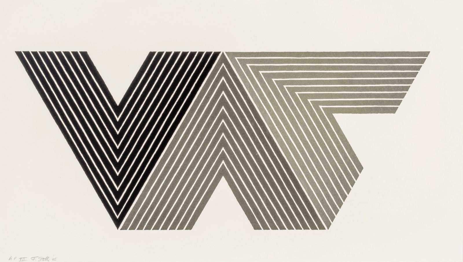 Frank Stella (American, 1936-2024) Lithograph in Colors on Lowell Wove Paper, 1968, "Quathlamba I,: Frank Stella (American, 1936-2024) Lithograph in Colors on Lowell Wove Paper, 1968, "Quathlamba I, from V-Series", H 16.1" W 28.75" | Signed in pencil lower left, dated and annotated AP VII (an artist
