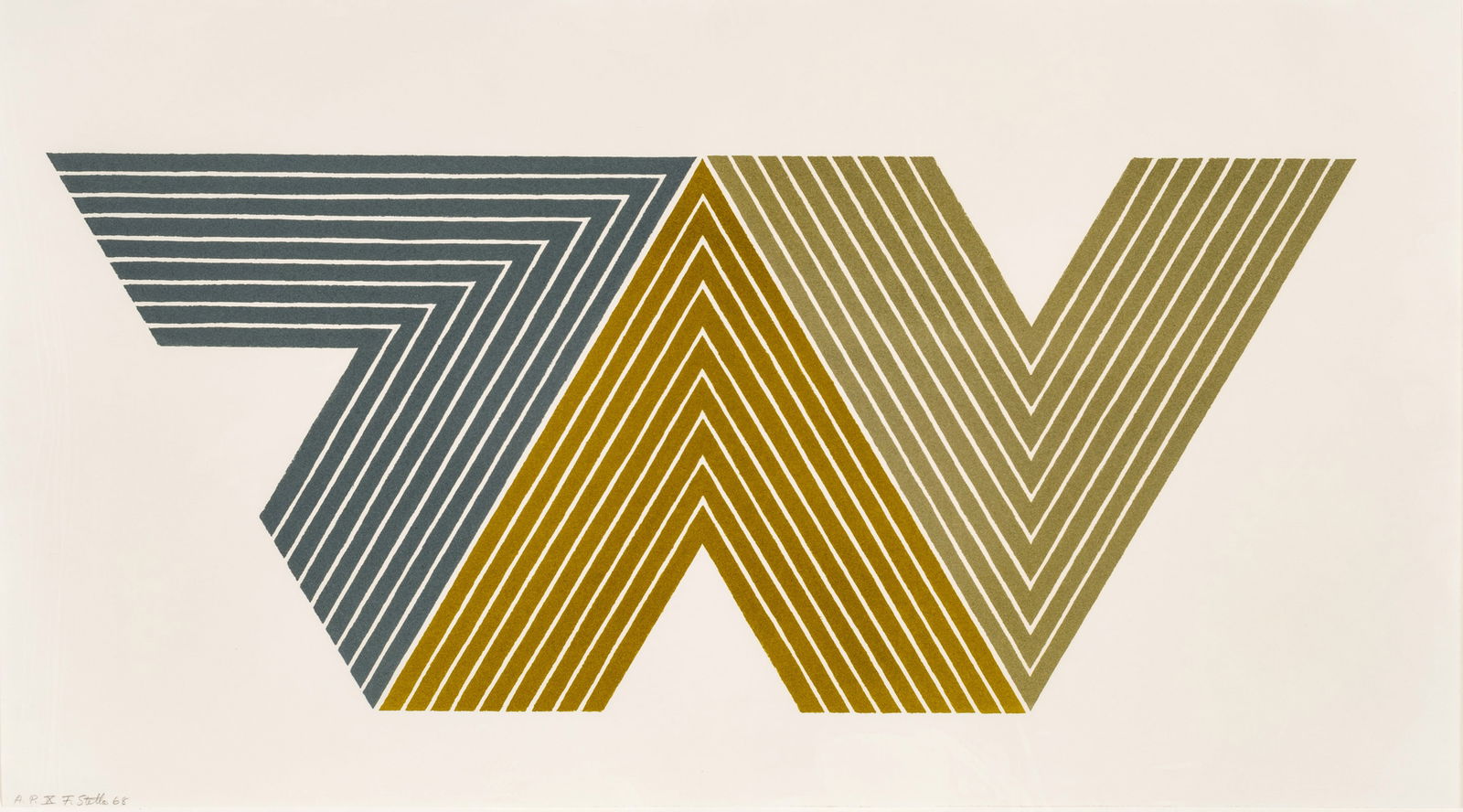 Frank Stella (American, 1936-2024) Lithograph in Colors on Lowell Wove Paper, 1968, "Quathlamba II,: Frank Stella (American, 1936-2024) Lithograph in Colors on Lowell Wove Paper, 1968, "Quathlamba II, from V-Series", H 16.1" W 28.75" | Signed in pencil lower left, dated and annotated AP IX (an artist