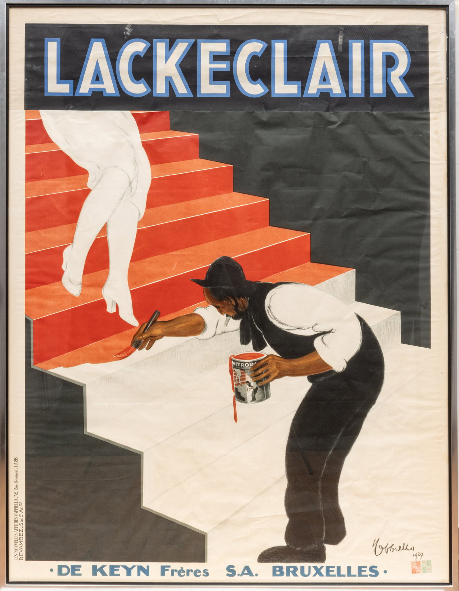 Leonetto Cappiello (French, 1875-1942) Lithograph in Colors on Paper, 1929, "Lackeclair", H 62.25" W: Leonetto Cappiello (French, 1875-1942) Lithograph in Colors on Paper, 1929, "Lackeclair", H 62.25" W 46" | Printer: Devambez, Paris. Catalogue Raisonne: Cappiello / Rennert, 470. Framed under acrylic 
