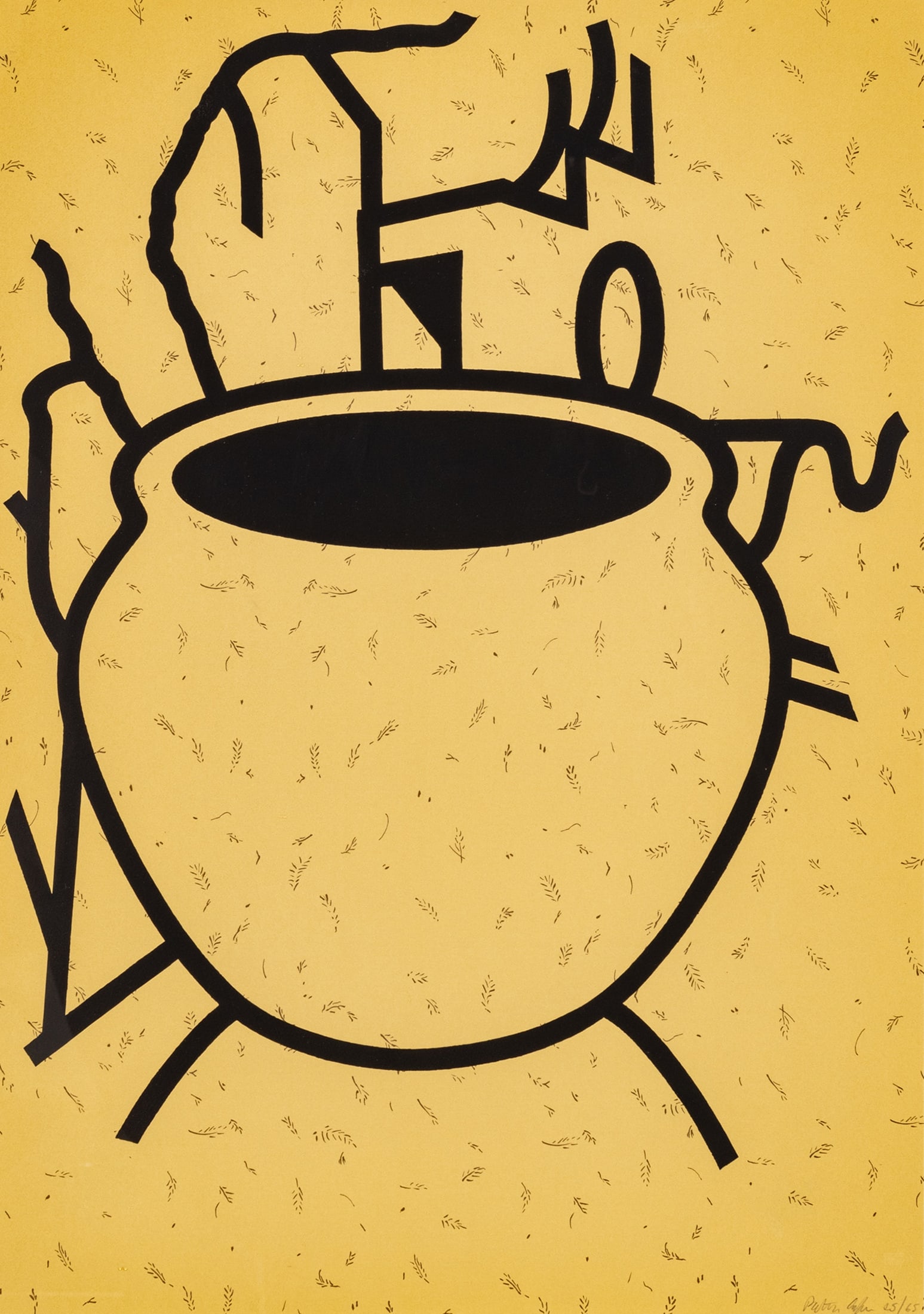 Patrick Caulfield (British, 1936-2005) Screenprint in Colors on Wove Paper, 1980 H 33 W 23.5 Fern: Patrick Caulfield (British, 1936-2005) Screenprint in Colors on Wove Paper, 1980 H 33 W 23.5 Fern Pot | Signed in Pencil Lower Right, Numbered 25/65, with the Blindstamp of the Publisher, Waddington G