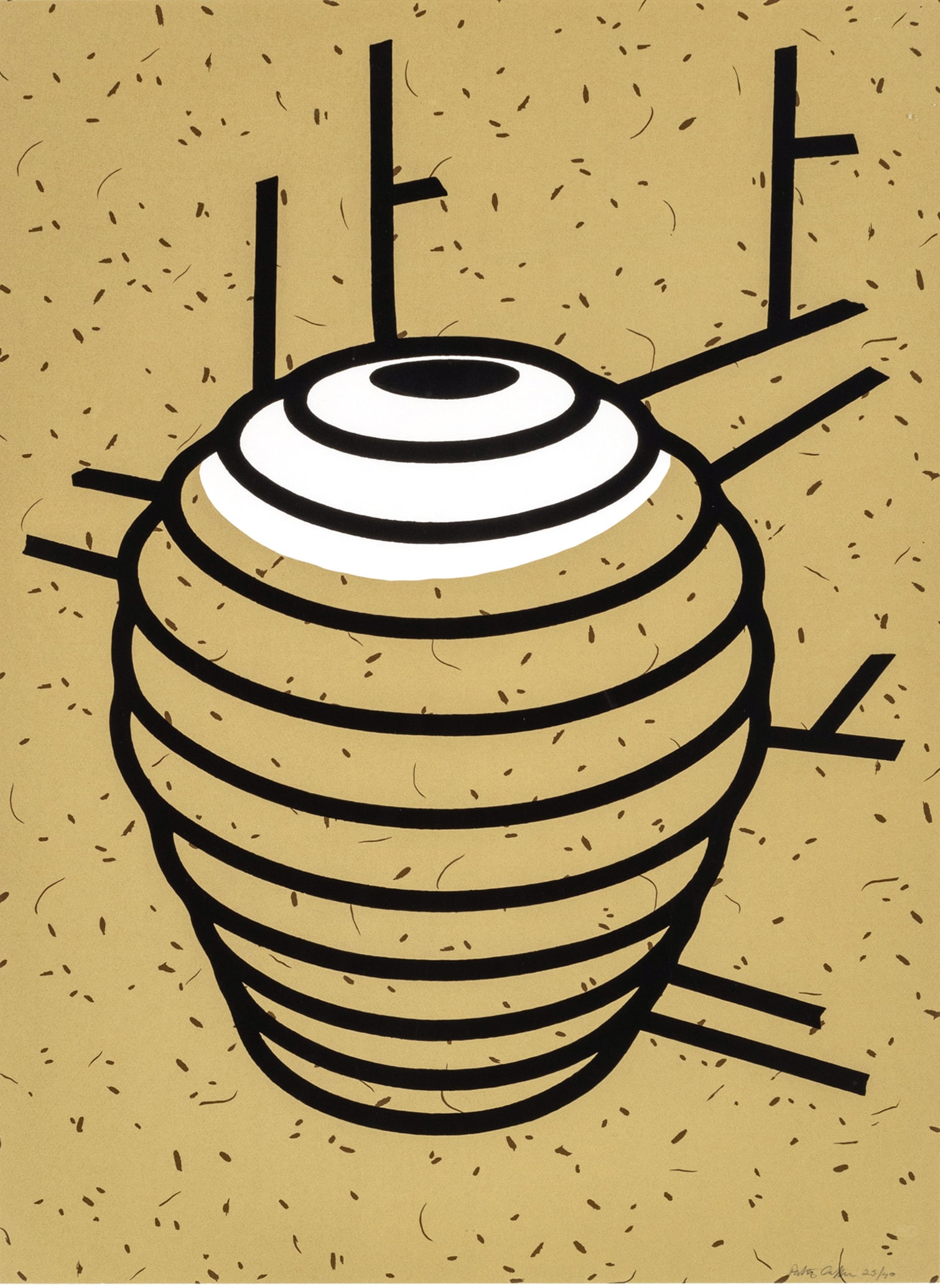 Patrick Caulfield (British, 1936-2005) Screenprint in Colors on Wove Paper 1979-80 H 32.75 W 23.5: Patrick Caulfield (British, 1936-2005) Screenprint in Colors on Wove Paper 1979-80 H 32.75 W 23.5 Ridged Jar | Signed in Pencil Lower Right, Numbered 25/40 (There Were Also 10 Proofs), with the Blinds