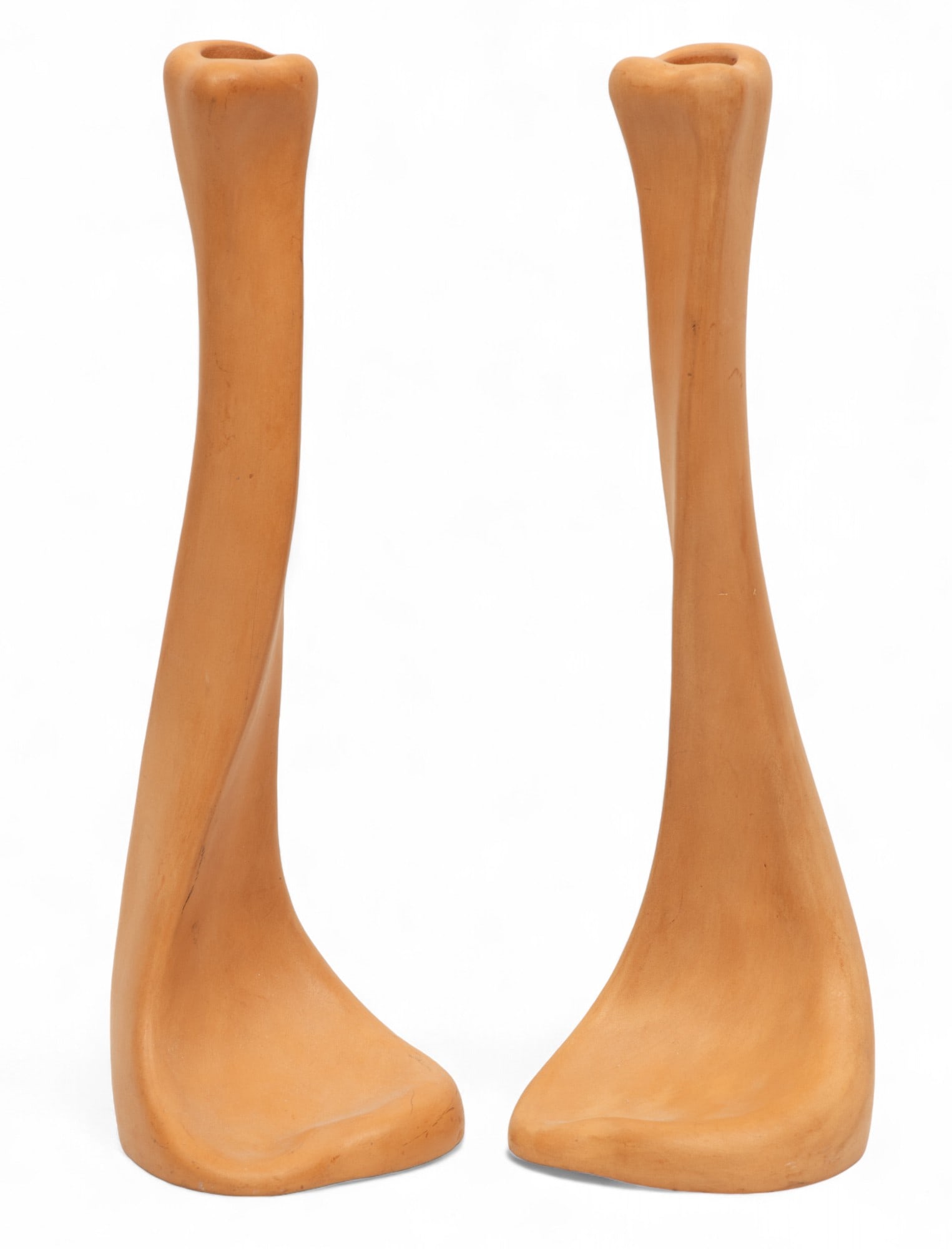 Elsa Peretti (Italian, 1940-2021) for Tiffany & Co. (American) Terracotta Candlesticks, H 14.25" W: Elsa Peretti (Italian, 1940-2021) for Tiffany & Co. (American) Terracotta Candlesticks, H 14.25" W 4.5" Depth 5" 1 Pair | a pair of Italian terra cotta candlesticks designed by Elsa Peretti for Tiffan