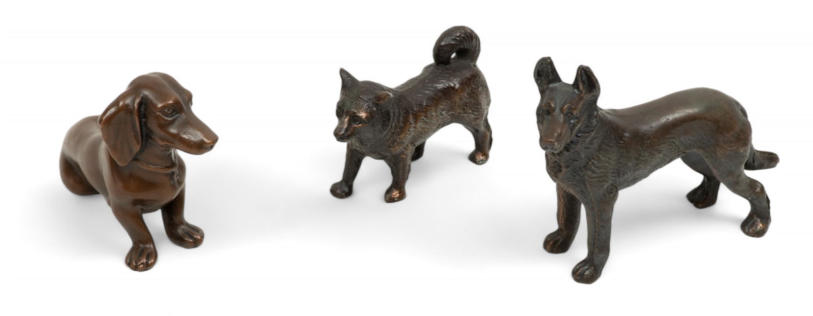 Patinated Metal Figurines of Dogs, Ca. 1900, H 1.75" to 3", 3 pcs (1 of 6)