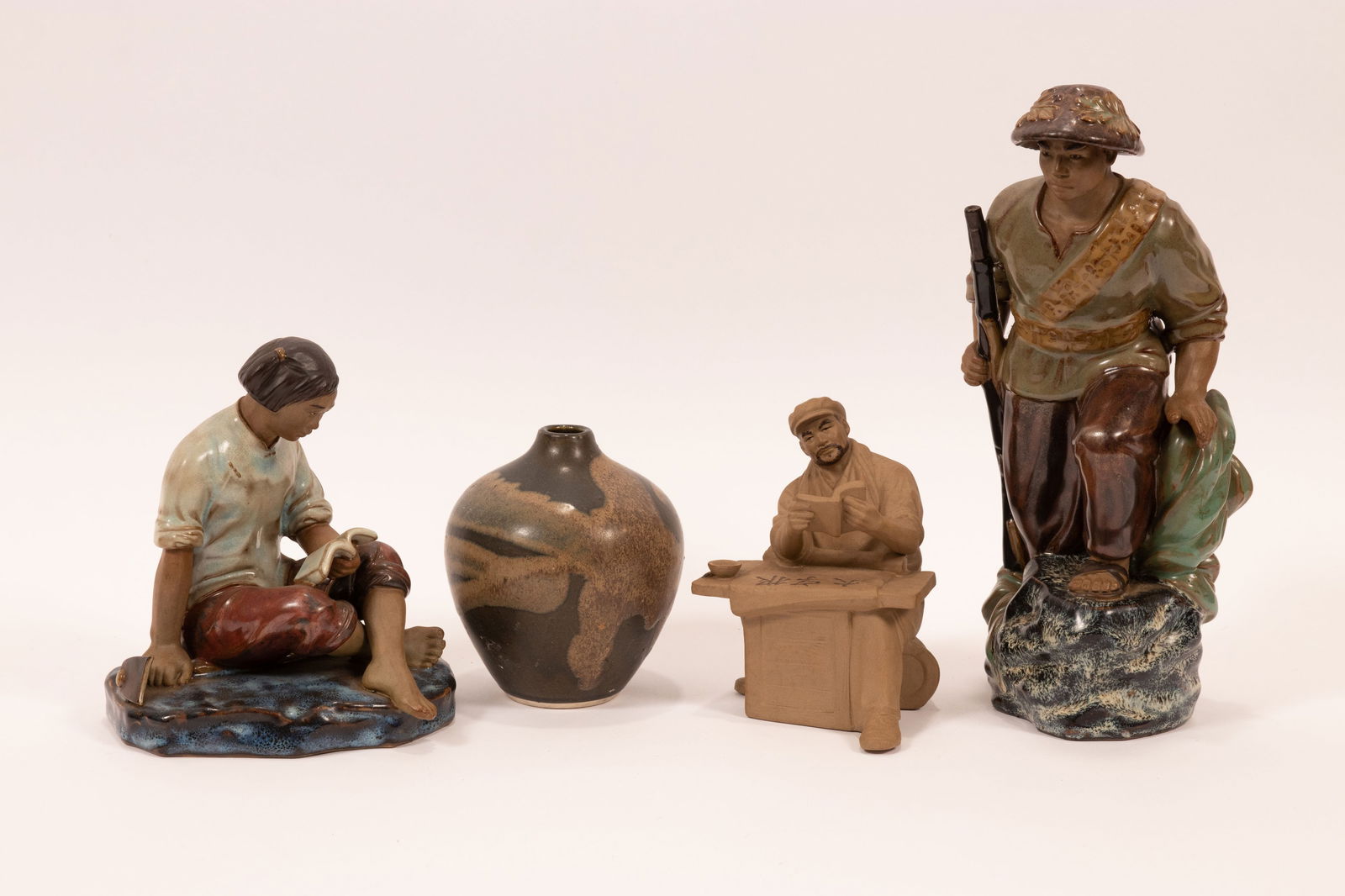 Asian Ceramic Figurines & Vase, 4 pcs H 5.5"- 11" (1 of 17)