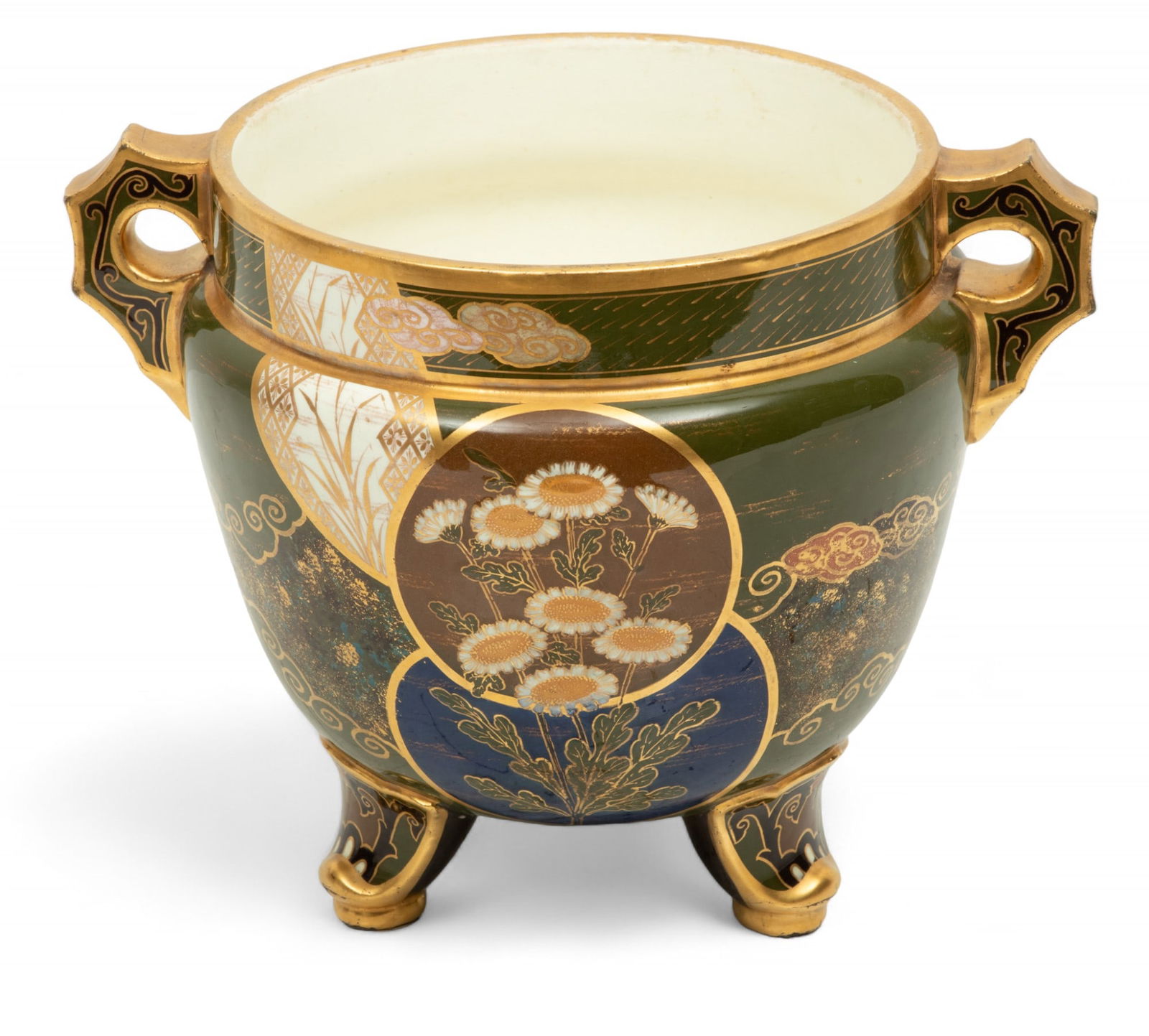 Moore Brothers (English) Chinoiserie Style Ceramic Jardiniere, Ca. 1880, H 8" W 10.5" Depth 7.5" (1 of 7)
