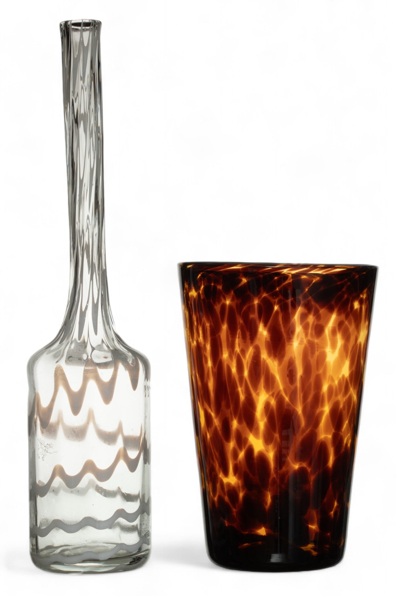 Blown Art Glass Flower Vases, H 10-"18", 2 pcs (1 of 4)