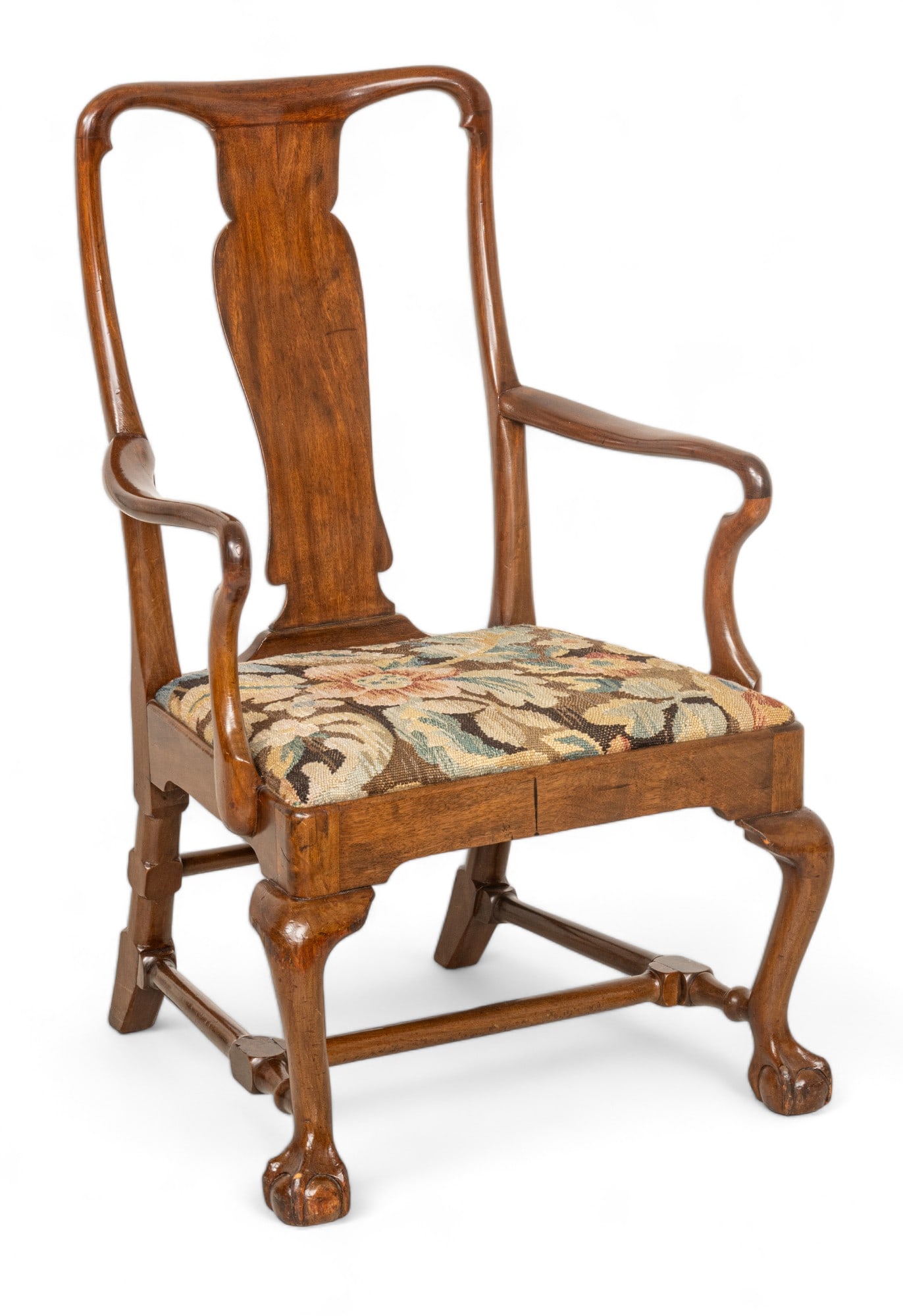 English Chippendale Style Mahogany Arm Chair, 20th C., H 41" W 29" Depth 19.5" (1 of 8)