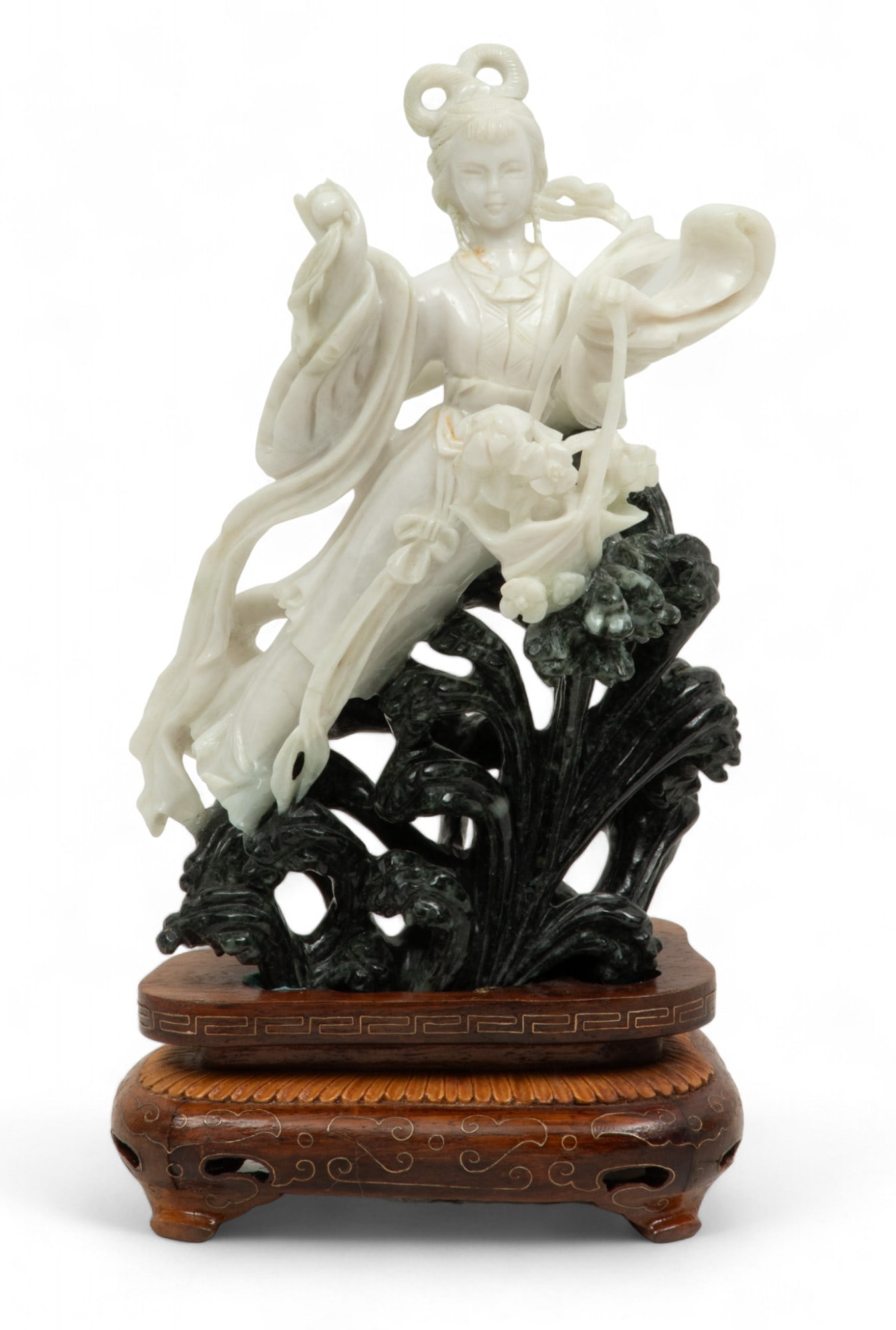 Chinese Carved Jadeite Figural Sculpture, 20th C., H 7" W 4.5" Depth 3.5" (1 of 4)