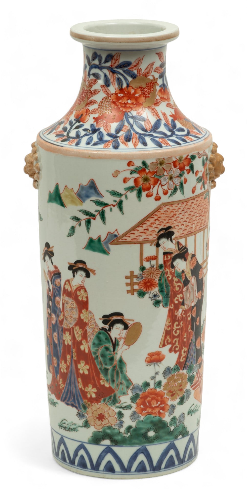 Japanese Imari Porcelain Flower Vase Late 19th/Early 20th C,., H 12" Dia. 7" (1 of 5)