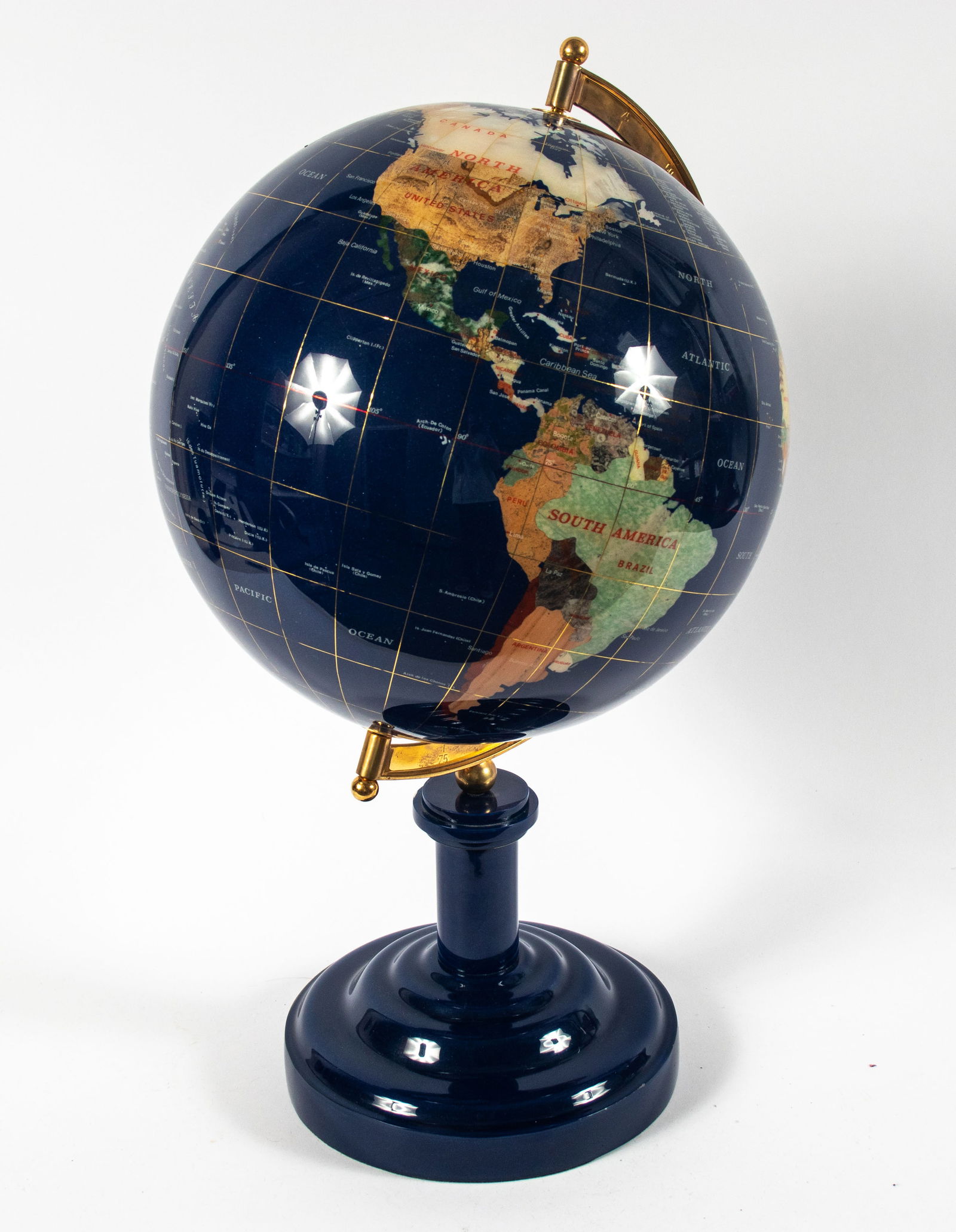 Modern Lapidary Globe on Enameled Metal Base, H 24" Dia. 12" (1 of 5)