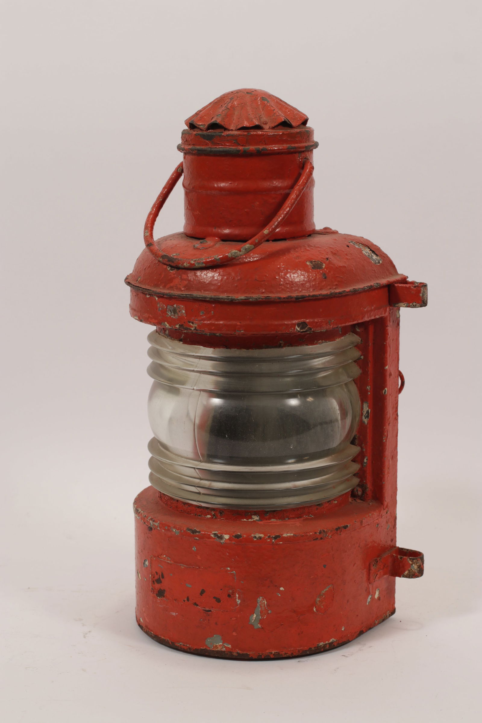 Galvanized And Painted Steel Ship's Lantern, 1910, H 14" W 8.5" Depth 6.5" (1 of 4)