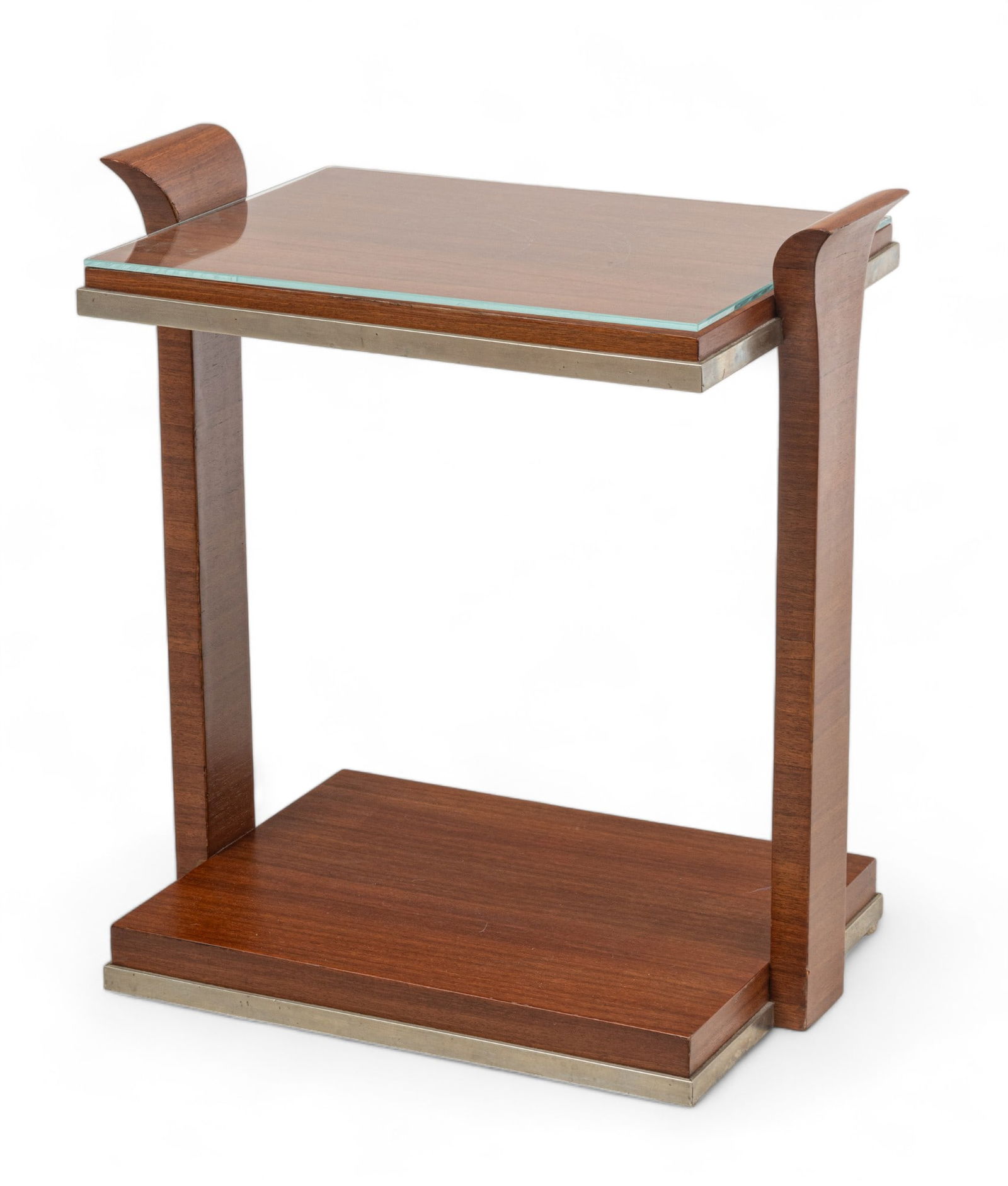 French Art Deco Mahogany Side Table, Ca. 1930, H 25" W 24.25" Depth 15.5" (1 of 6)