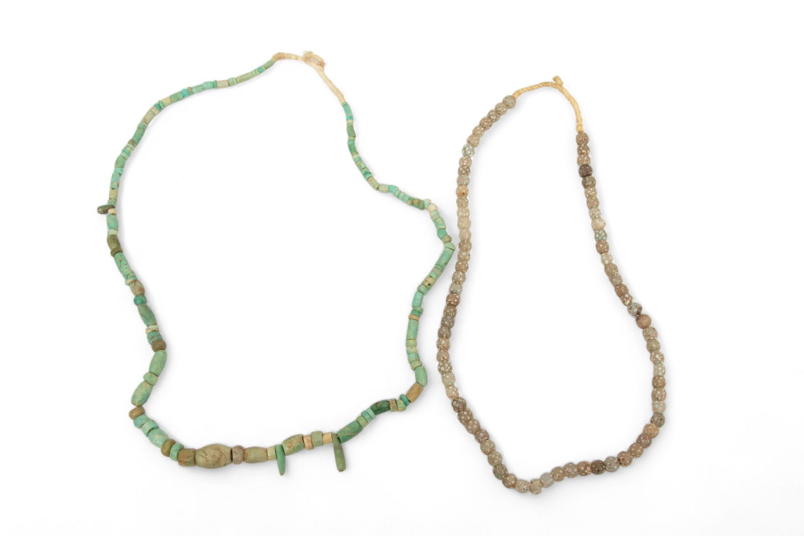 African Glass & Stone Bead Necklaces, L 32"-42", 315g 2 pcs (1 of 5)