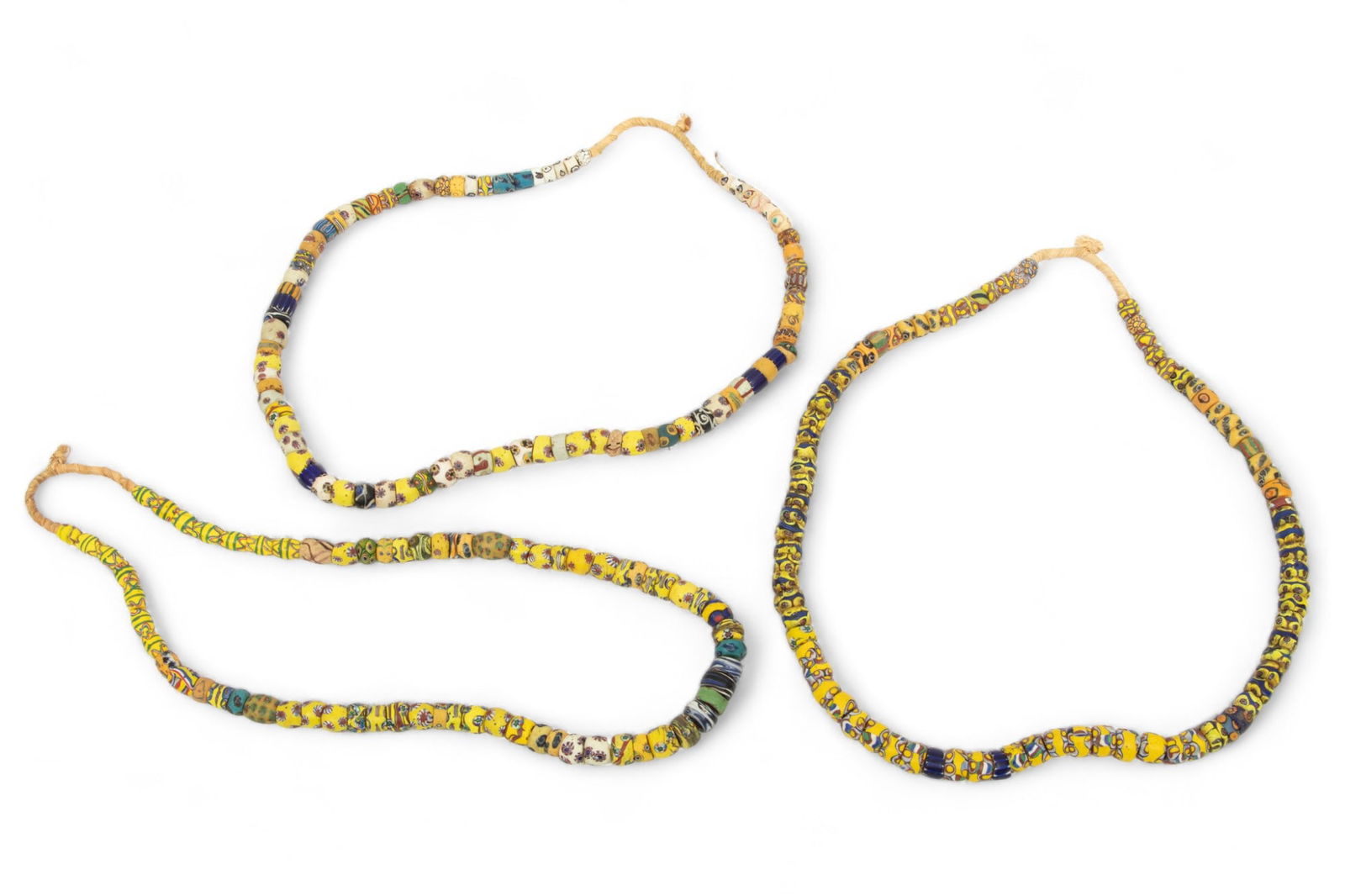 Venetian (Produced), West African (Assembled) Glass Millefiori Trade Bead Necklaces, L 32" 750g 3 (1 of 6)