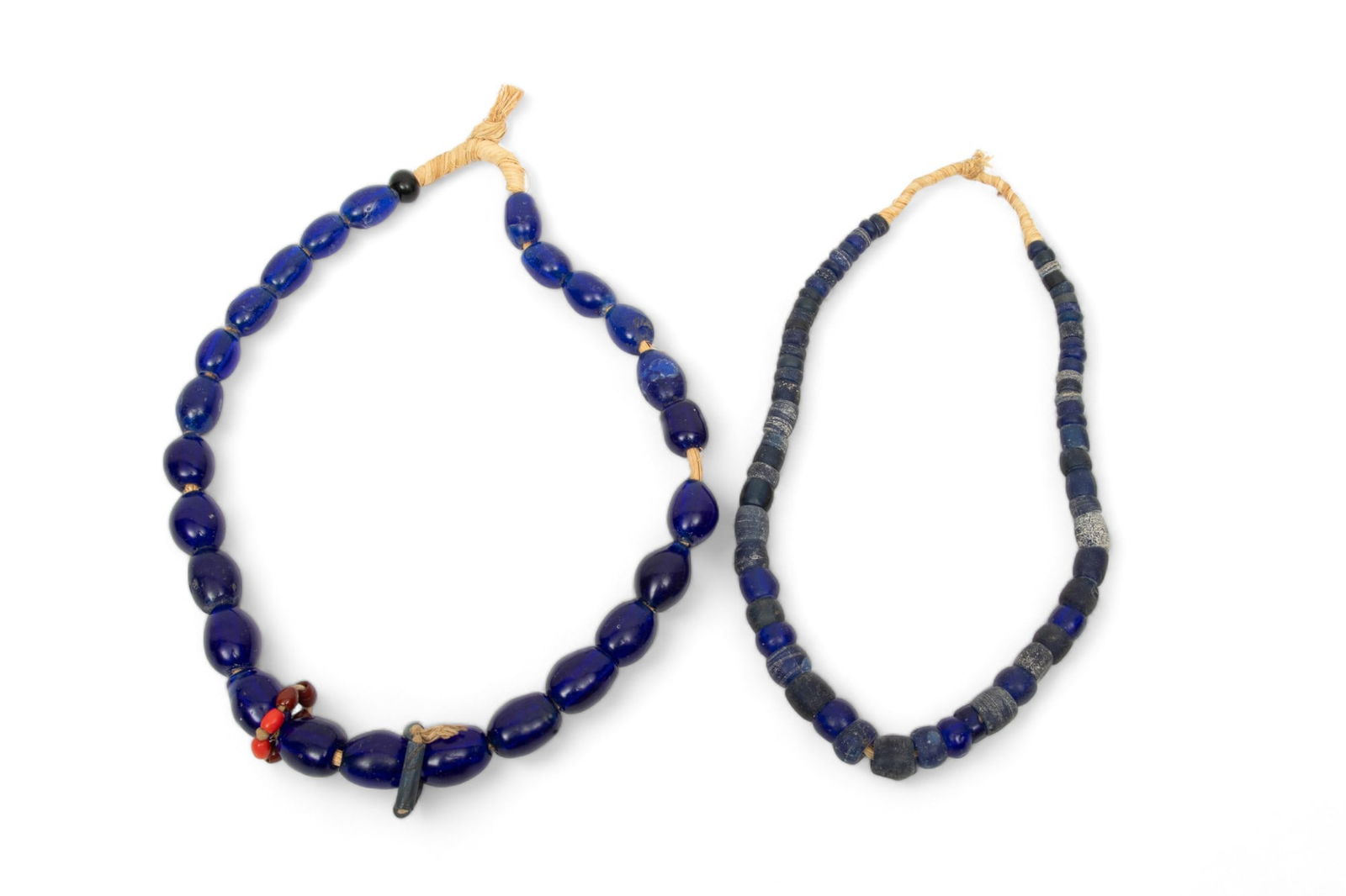 African Blue Trade Glass Bead Necklaces, L 26" - 30", 564g 2 pcs (1 of 5)