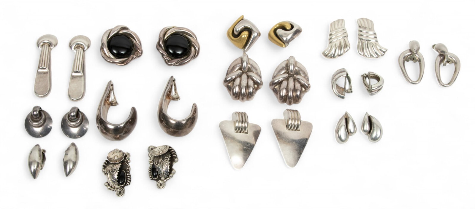 Mexican 925 Silver Clip on Earring Grouping 316g 13 Pairs (1 of 5)