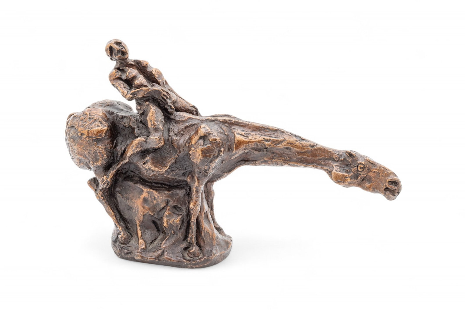 Agenore Fabbri (Italian, 1911-1998) Bronze (Lost Wax Cast) Sculpture, "Horse And Horseman", H 8.5" W: Agenore Fabbri (Italian, 1911-1998) Bronze (Lost Wax Cast) Sculpture, "Horse And Horseman", H 8.5" W 3.75" Depth 13.5" | Signed and numbered 22/100, published by Farmitalia Carlo Erba. Accompanied wit