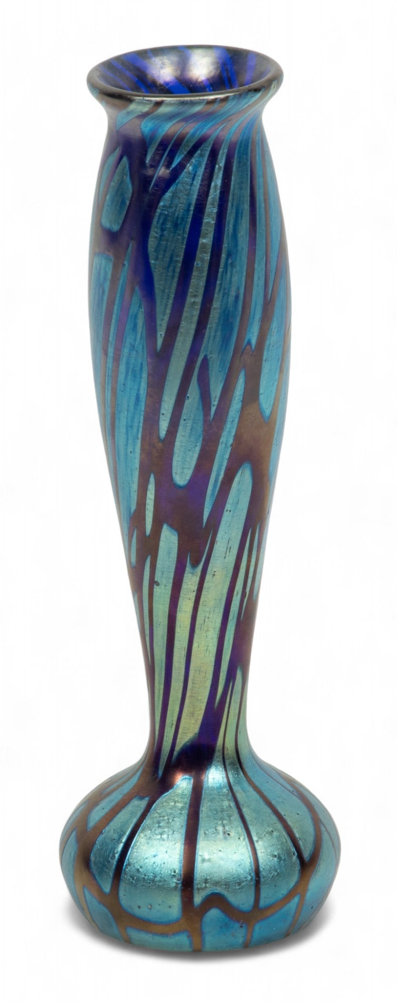 Loetz (Austrian) Cobalt Pampas Glass Vase, 1899, H 8.25" Dia. 2.75" (1 of 5)