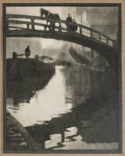 Alvin Langdon Coburn (American/British, 1882-1966) Photogravure, Regent's Canal, H 8.5" W 6.75": Alvin Langdon Coburn (American/British, 1882-1966) Photogravure, Regent's Canal, H 8.5" W 6.75" | Depicting Regent's Canal in northern London. Floated under acrylic in a metal frame, H 17.25", W 14.25