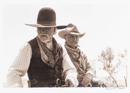 William Wittliff (American, 1940-2019) Signed Photograph, Ca. 1989, "Robert Duvall And Tommy Lee: William Wittliff (American, 1940-2019) Signed Photograph, Ca. 1989, "Robert Duvall And Tommy Lee Jones in Lonesome Dove", H 8.75" W 13" | Signed by Wittliff in the lower right. Depicting Tommy Lee Jon