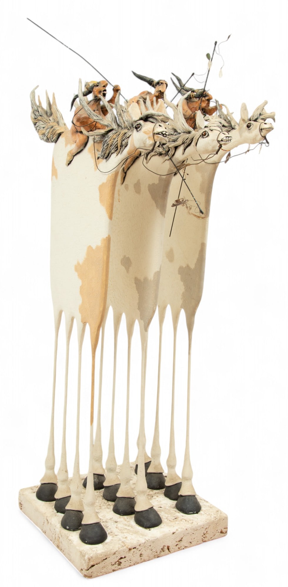 Todd Warner (American, B. 1945) Painted Wood, Ceramic, Stone & Steel Sculpture, 1992, "Horse (1 of 9)