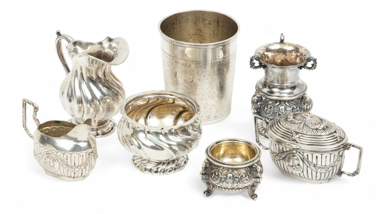 Continental 800 Silver Cup, Toothpick Holder, Creamers, Salt Cellar, 16.6t oz 7 pcs (1 of 9)