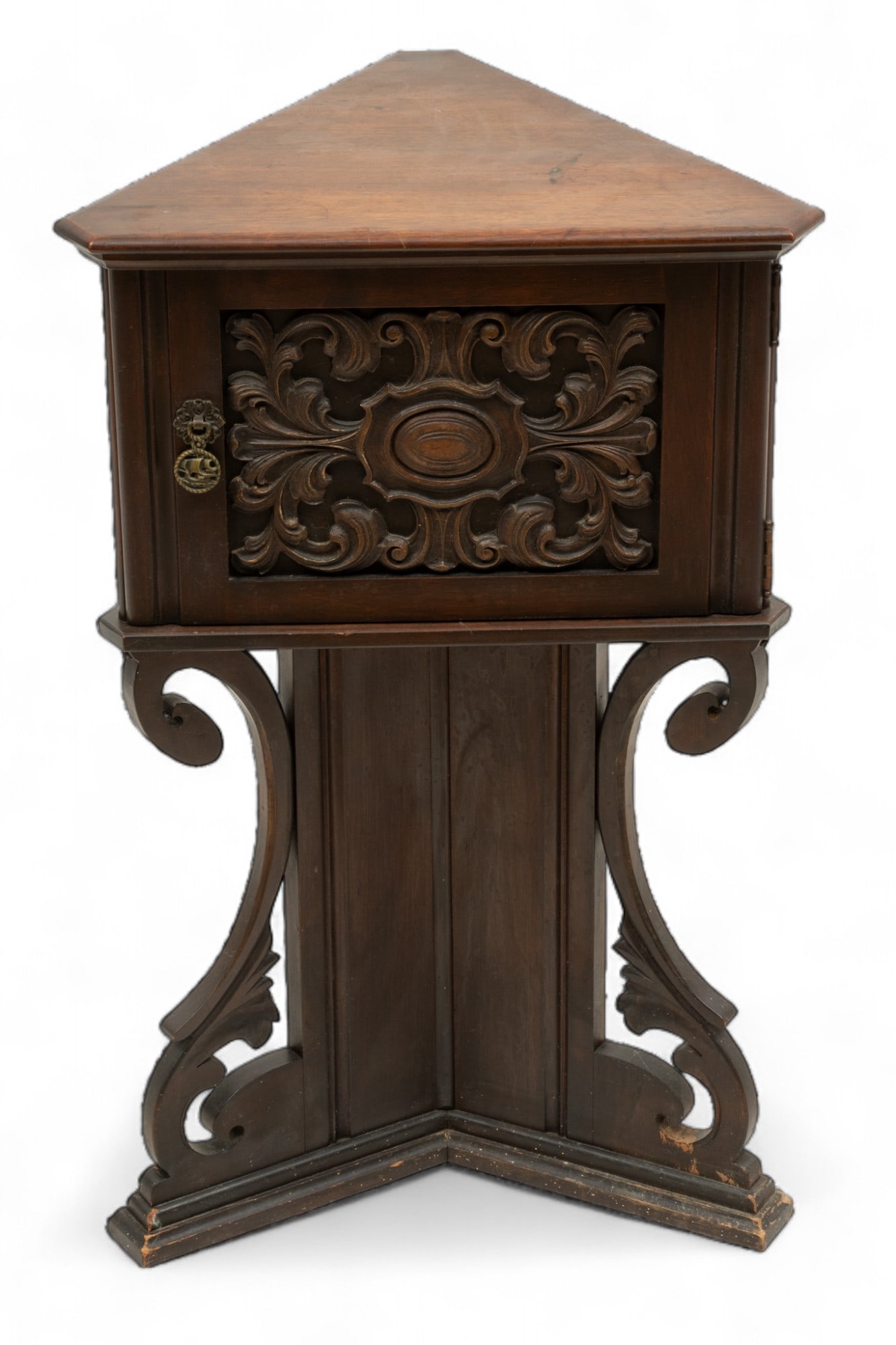 Jacobean Revival Carved Walnut Humidor, Ca. 1920, H 27" W 15.5" Depth 15.5" (1 of 4)