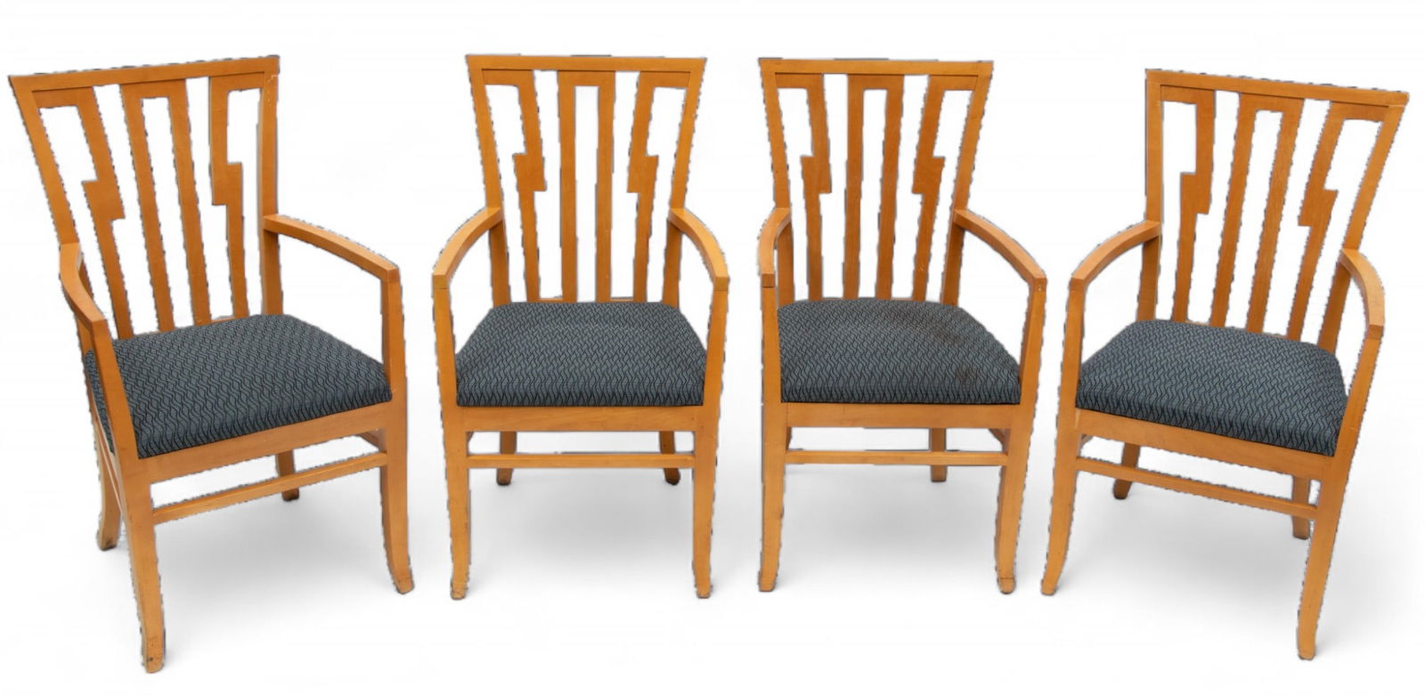 Charles Phillips & Sons Maple Set of Armchairs H 38" W 20" L 20" 4 pcs: Charles Phillips & Sons Maple Set of Armchairs H 38" W 20" L 20" 4 pcs | Ron Saarinen Swanson who owned Architectura reproduced these chairs from the Saarinen chairs in his grandparent's family dining