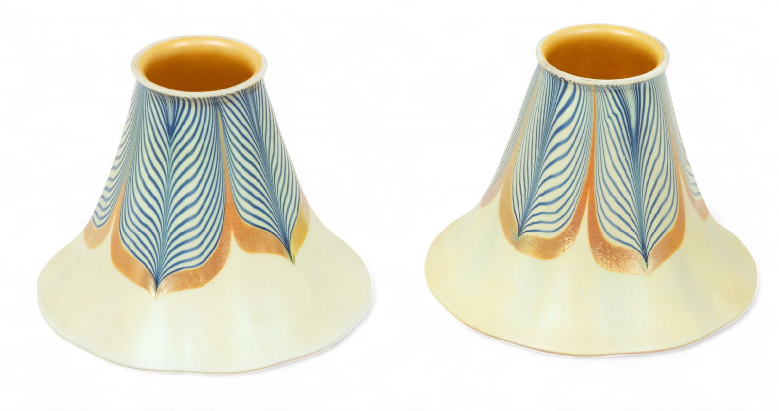 Quezal Art Glass And Decorating Company (American, 1902-1924) Art Glass Shades 1910, H 4.5" Dia. (1 of 5)