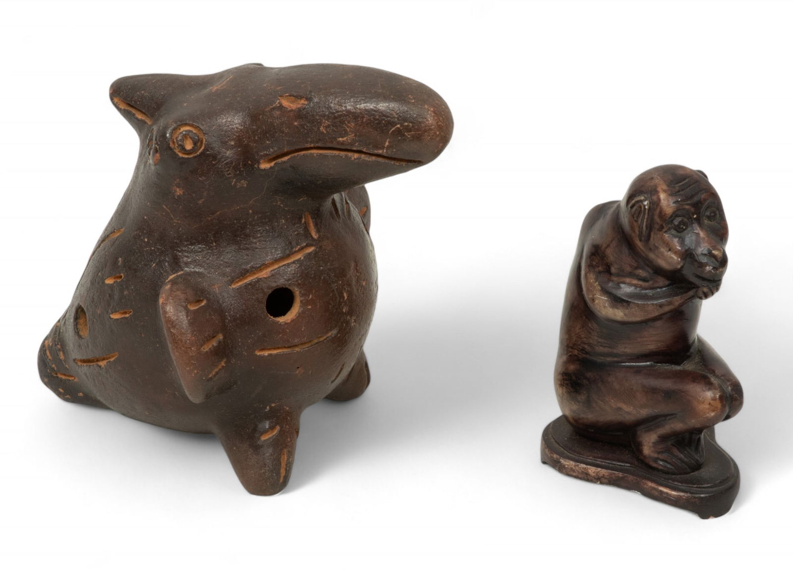 Pre-Colombian Style Whistle And a Composition Figure of a Monkey, 20th C., 2 pcs (1 of 5)