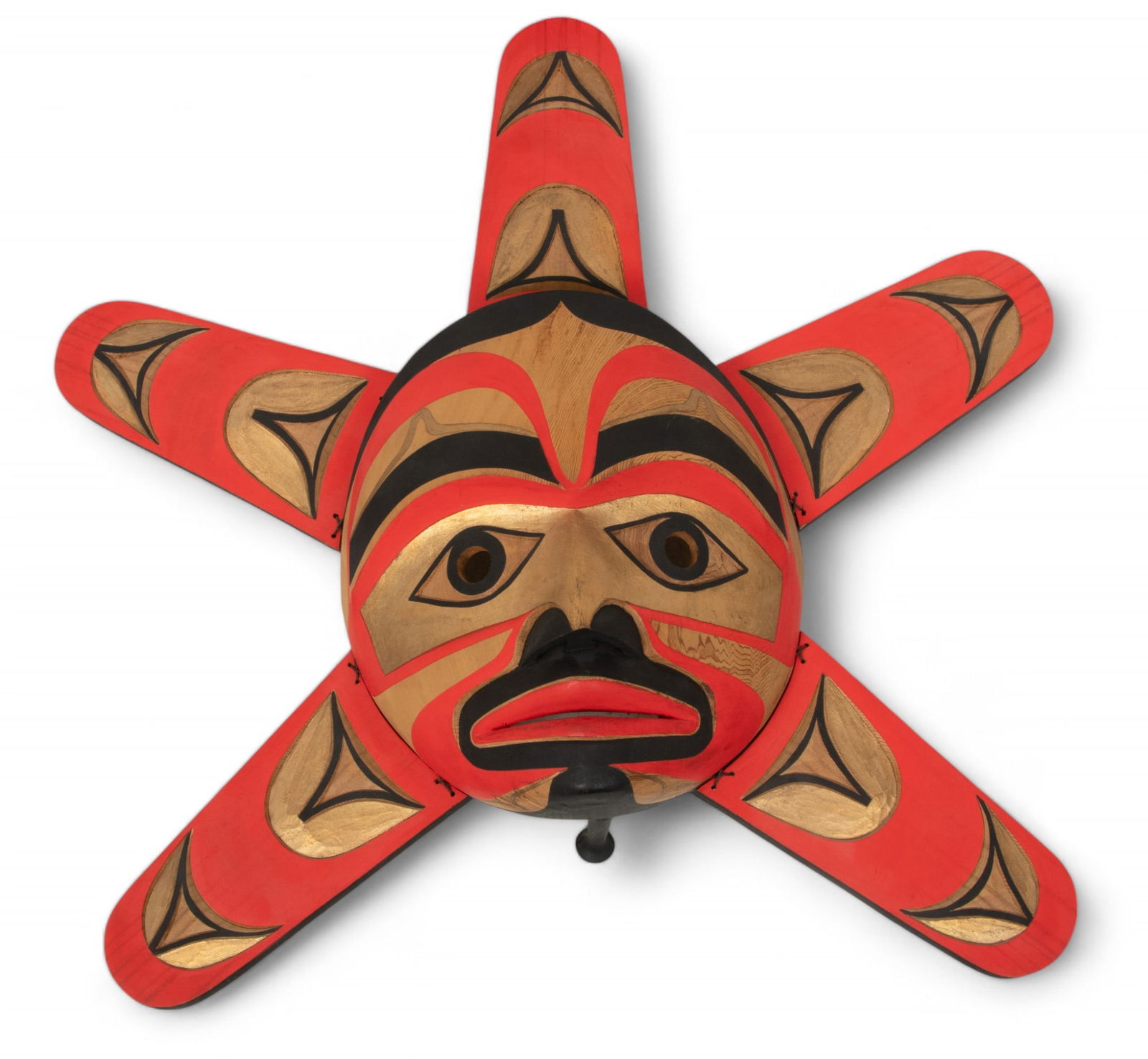 Patrick Amos (Nuu-chah-nulth/Mowachaht) (Canada, B.C., B. 1957) Polychromed Carved Cedar North West (1 of 3)