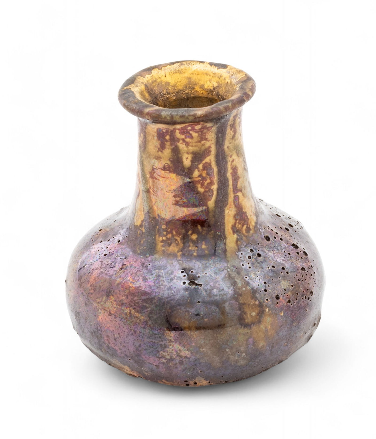 Pewabic Pottery (Detroit) Iridescent Glaze Cabinet Vase, H 2" Dia. 1.75" (1 of 6)