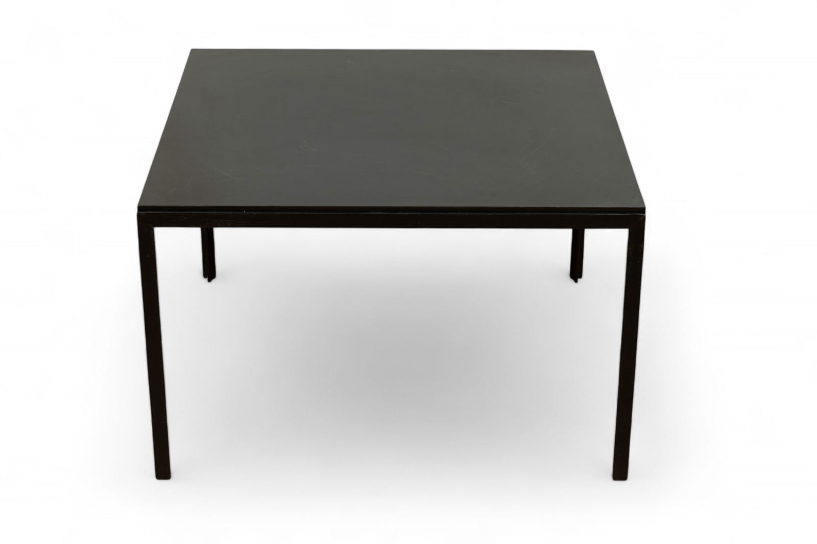 Florence Knoll Black Laminate And Enameled Steel Cocktail Table, Ca. Mid 20th C., H 19" W 30" L 30" (1 of 2)