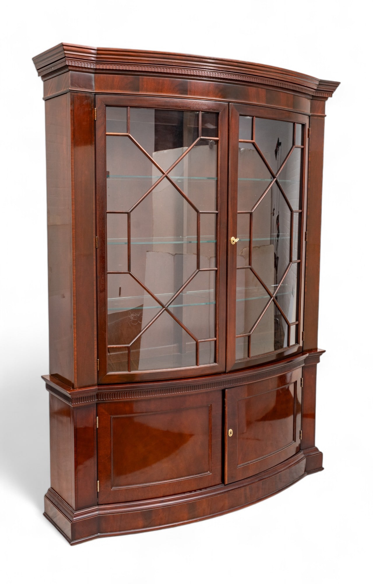 Baker Furniture (Est.1890) Mahogany China Cabinet with Glass Shelves H 88" W 64" Depth 20" (1 of 10)