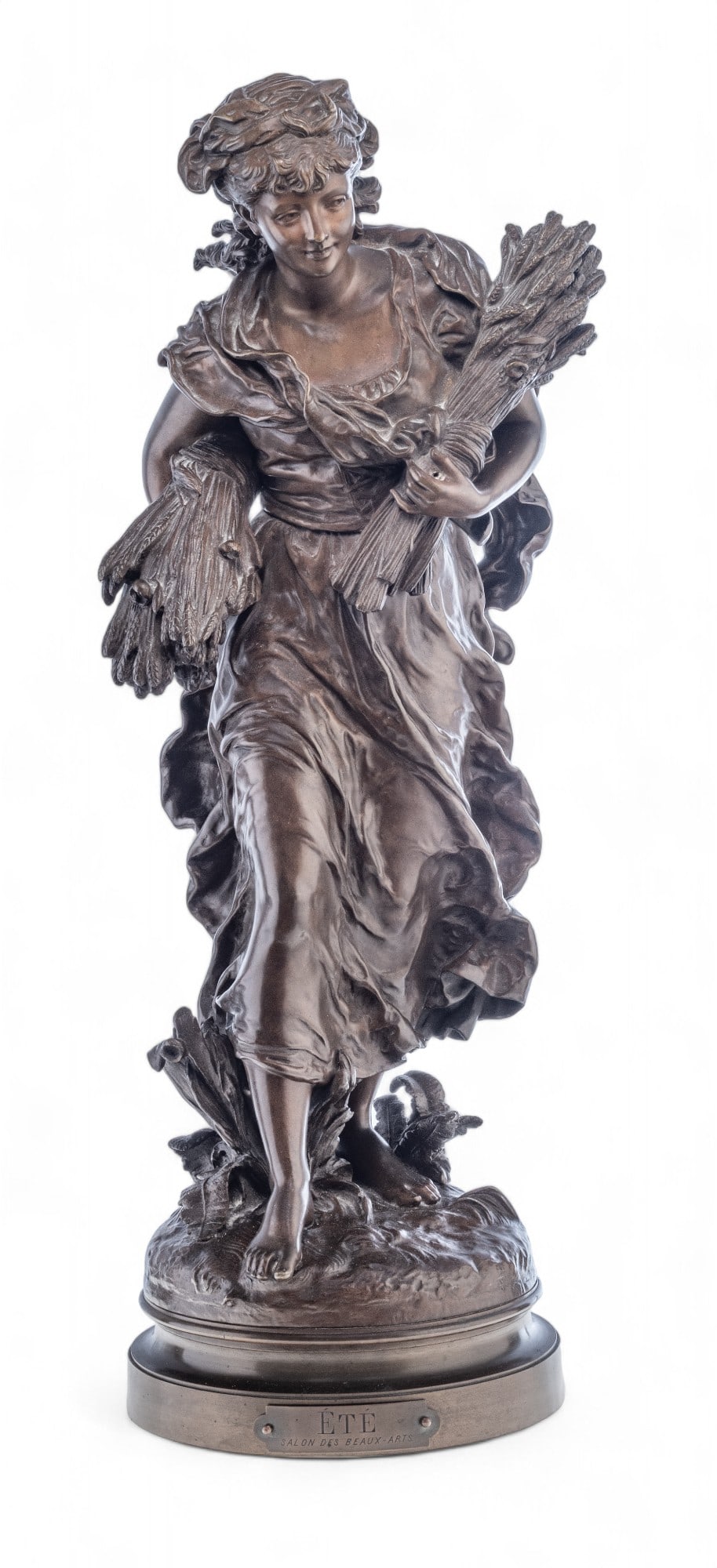 Hippolyte Francois Moreau (French, 1832-1936) Bronze Sculpture 19th C., "Été (Summer)", H (1 of 14)