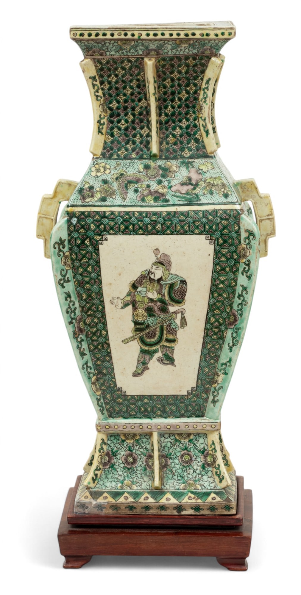 Chinese Famille Verte Porcelain Baluster Form Vase, Ca. 19th C., H 19.5" W 9.5" Depth 7.25" (1 of 7)