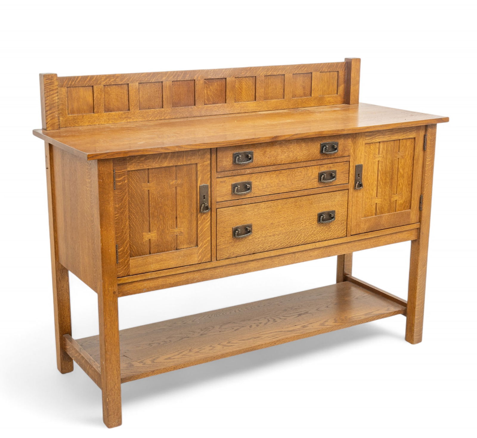 L & J.G. Stickley (American) Mission Style Oak Sideboard, Ca. 2000, H 46.5" W 60" Depth 22" (1 of 13)