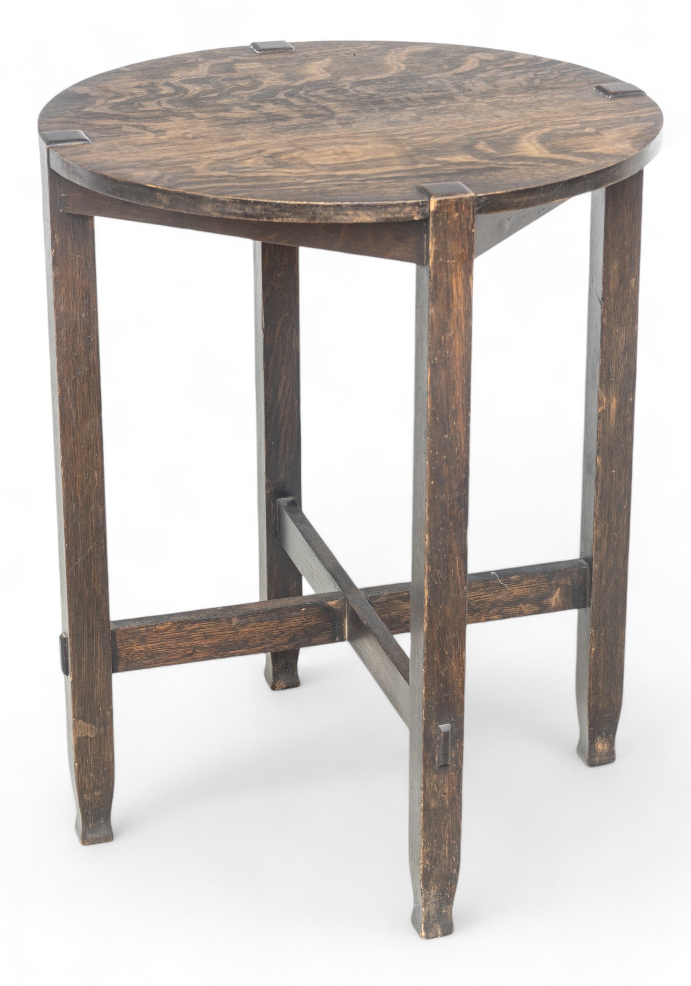 Mission Period Oak Occasional Table, Ca. 1910, H 30" Dia. 24" (1 of 5)
