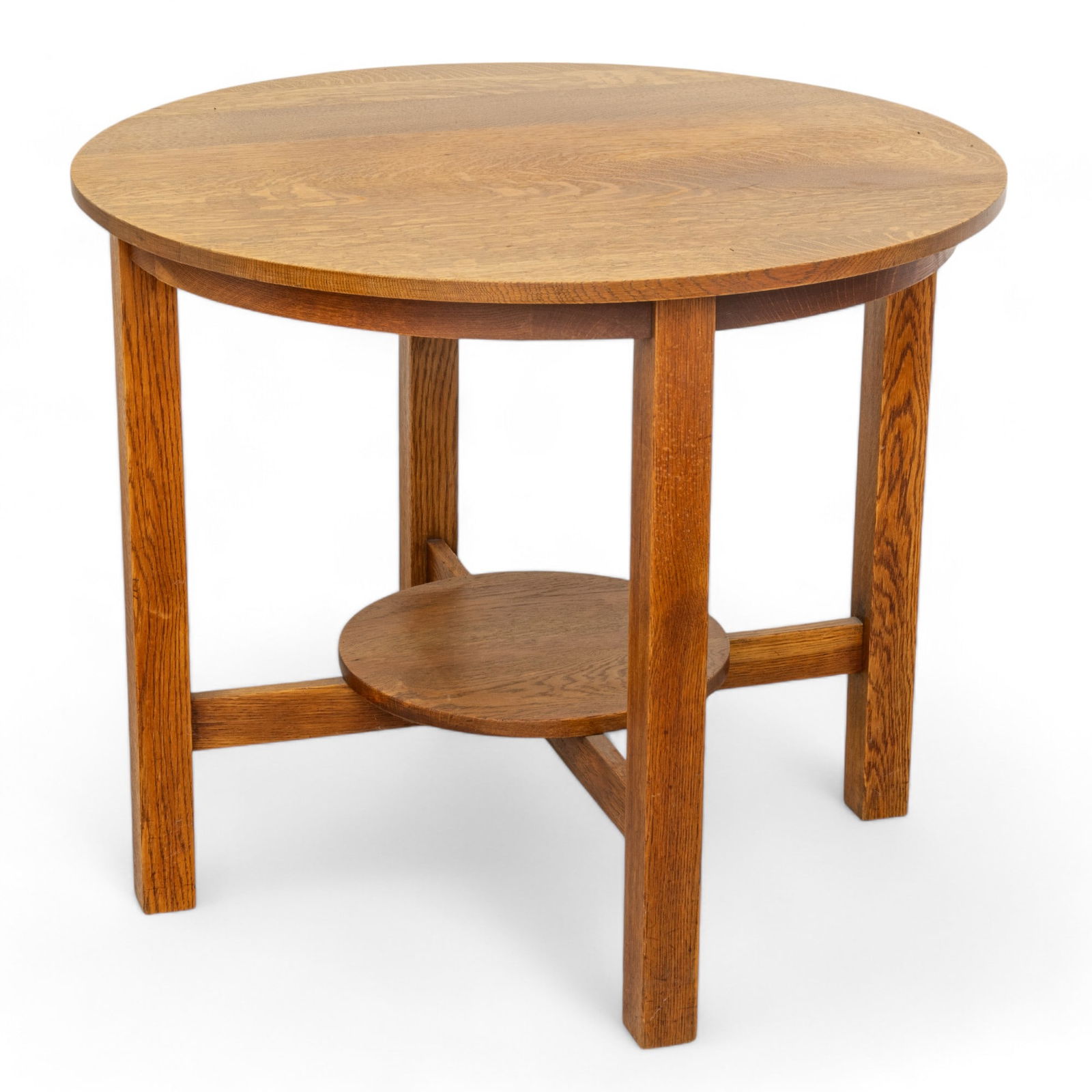 Stickley School Mission Style Oak Round Table, H 30" Dia. 36" (1 of 5)
