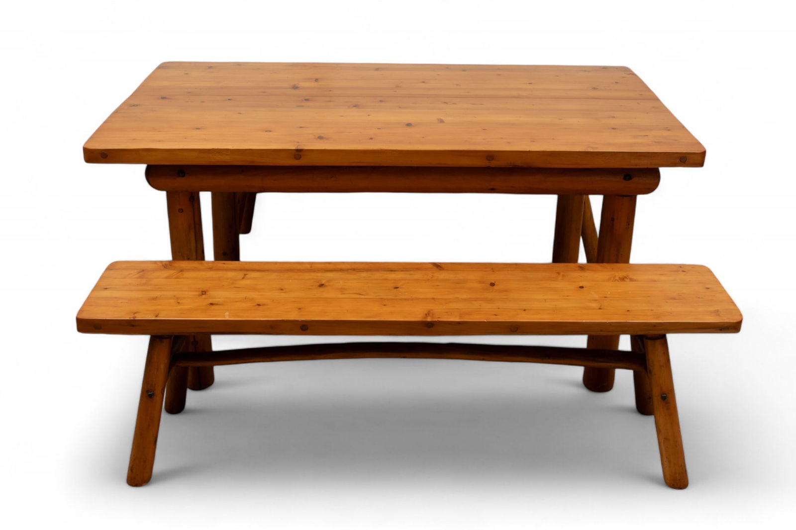 Rittenhouse Rustic Furniture Co. (Michigan) Carved Cedar Table And Two Benches, Ca. 1930-1950, 3 pcs (1 of 5)