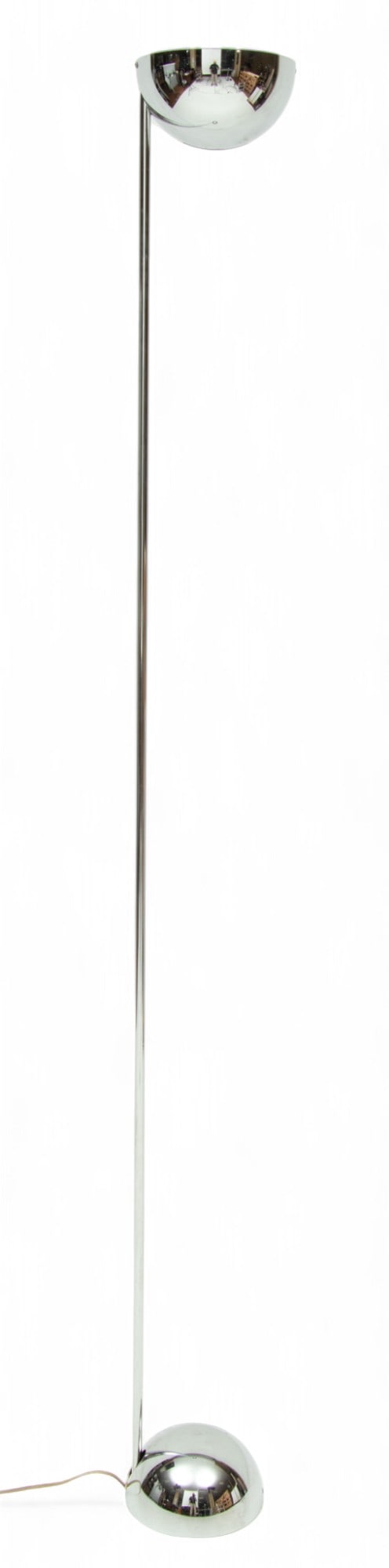 George Kovacs Chrome-plated Torchiere Floor Lamp, H 69" Dia. 6.5" (1 of 2)