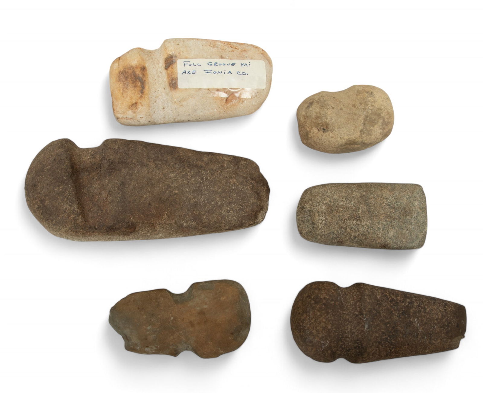 Native American Indian Stone Grooved Axe Grouping 6 pcs (1 of 2)