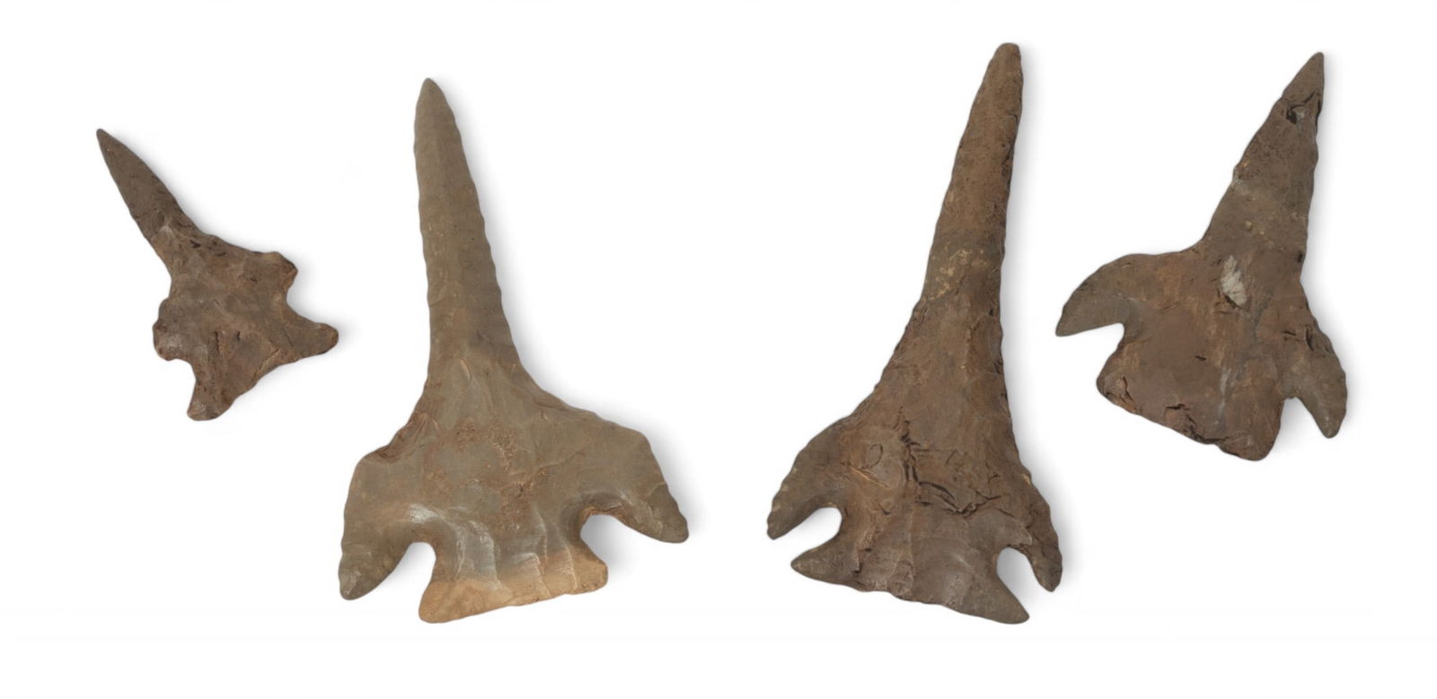 Native American Corner Notched Projectile Points, W 1"-2", L 1.75"-3.25", 4 pcs (1 of 2)