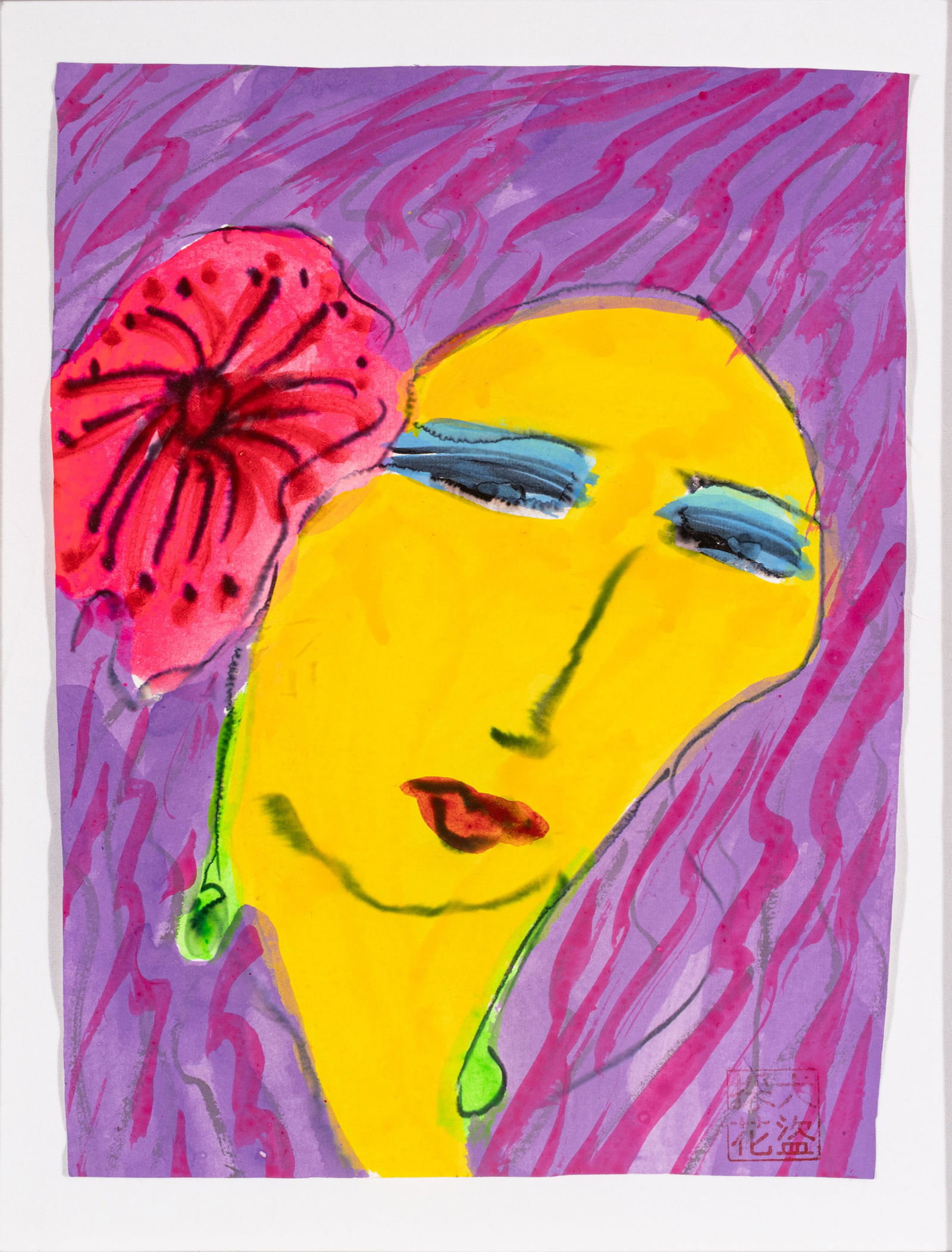 Walasse Ting (American/Chinese, 1929-2010) Watercolor on Paper "Yellow Woman", H 14" W 10.75" (1 of 6)