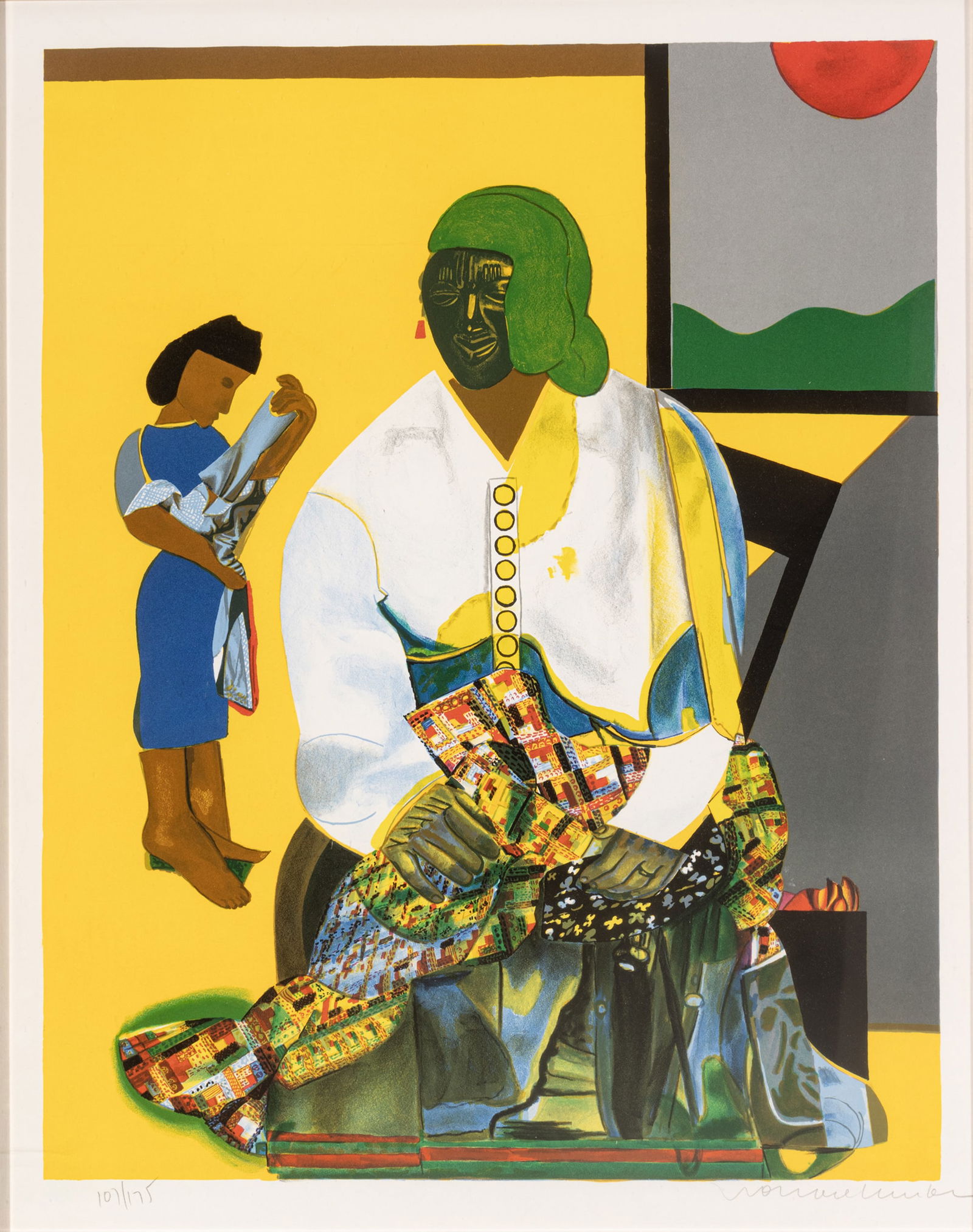 Romare Bearden (American, 1911-1988) Lithograph in Colors on Paper, Ca. 1979, "Mecklenburg Autumn", (1 of 10)