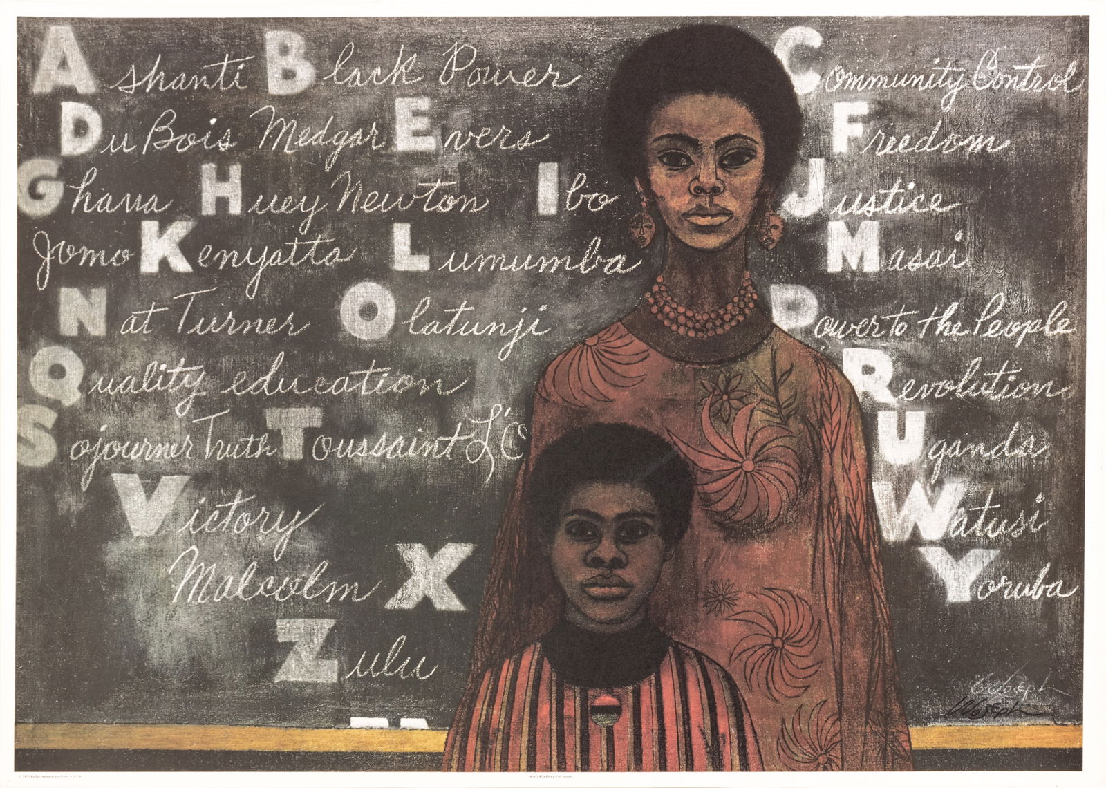 Cliff Joseph (American, 1922-2020) Offset Lithograph in Colors on Wove Paper, 1969, "Blackboard", H (1 of 9)