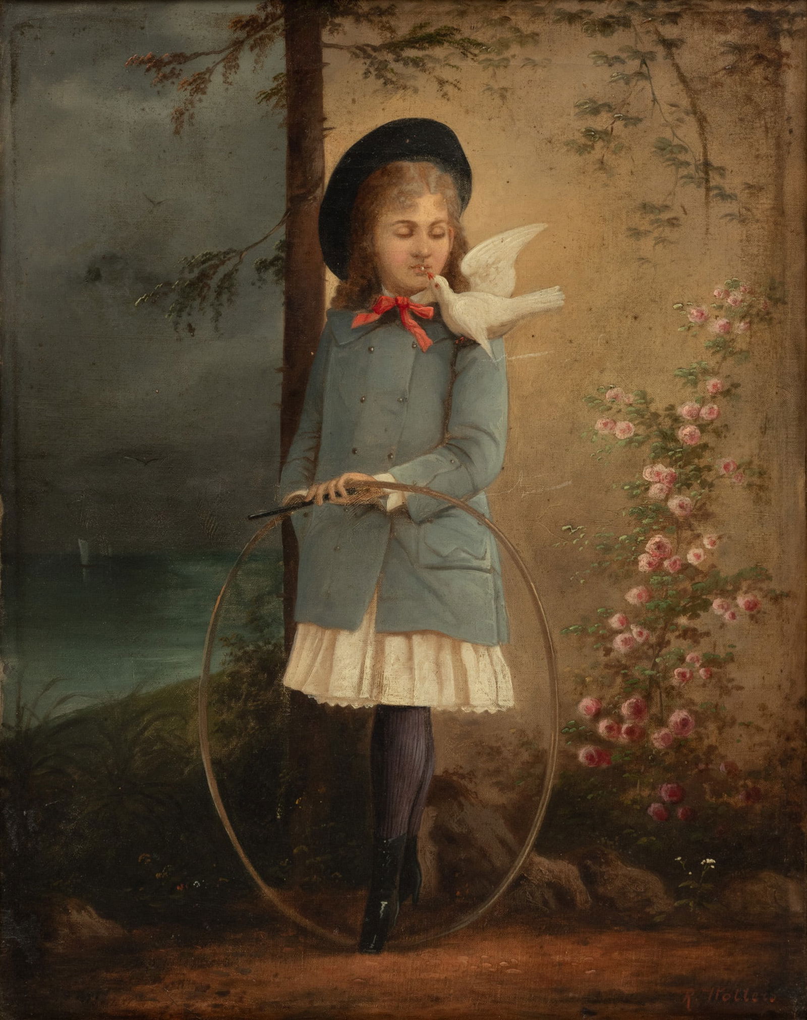 R. Wolters (German, 19th C.) Oil on Canvas, Ca. 19th C., "Das Fraubchen", H 20" W 16" (1 of 4)