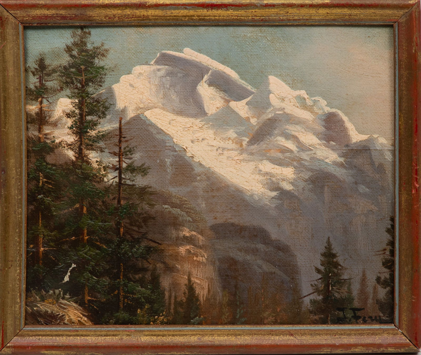 John Fery (American, 1859-1934) Oil on Canvas Mounted to Board, "Glacier Nation Park", H 6.75" W (1 of 4)